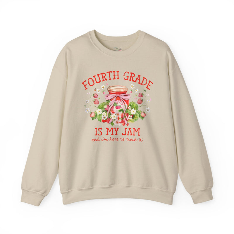 Fourth Grade Teacher Sweatshirt with Strawberries: Fourth Grade is My Jam, Matching Back to School, Meet the Teacher, First Day 4th Grade - Opal and June