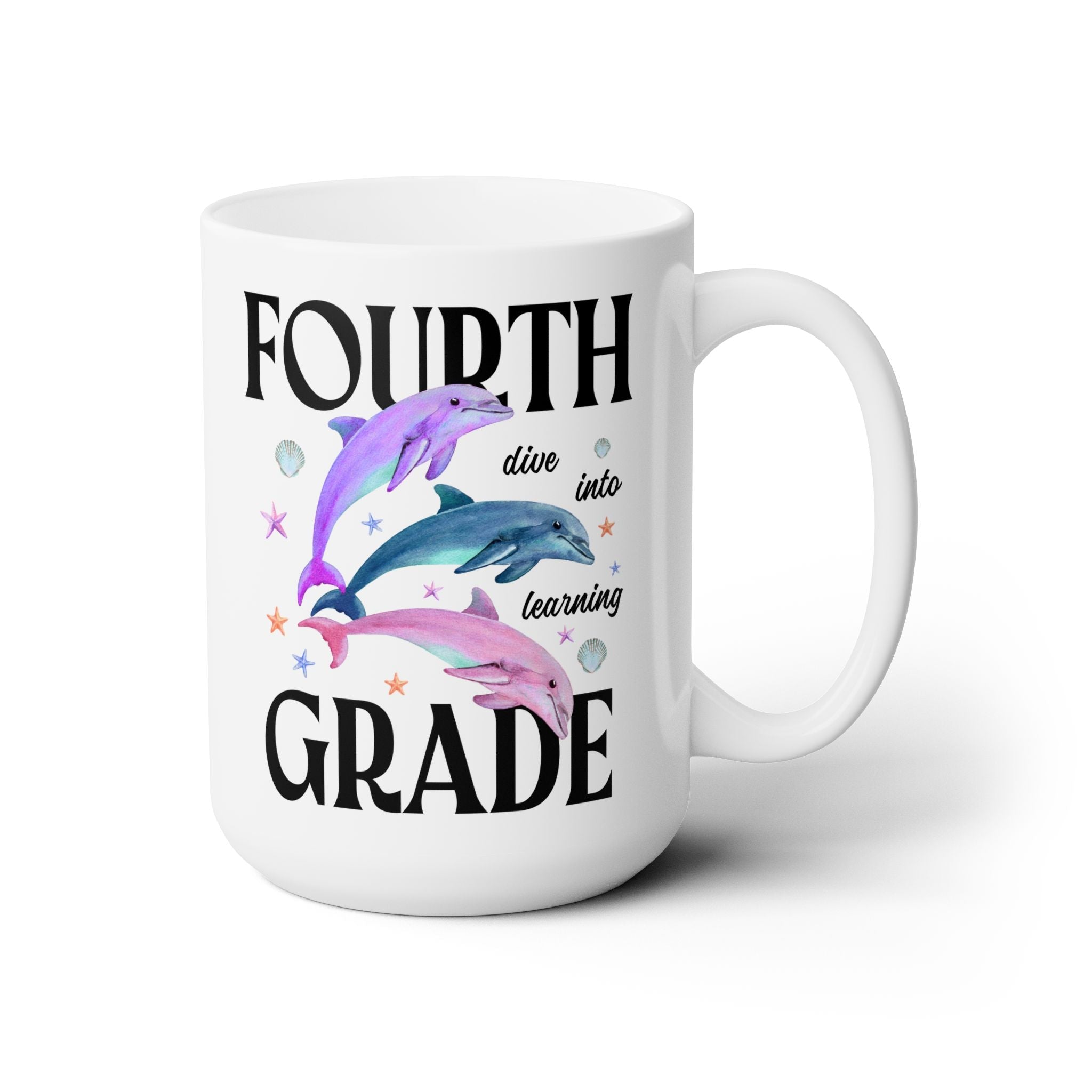 Fourth Grade Teacher Team Coffee Mug with Dolphins: Dive Into Learning - Opal and June
