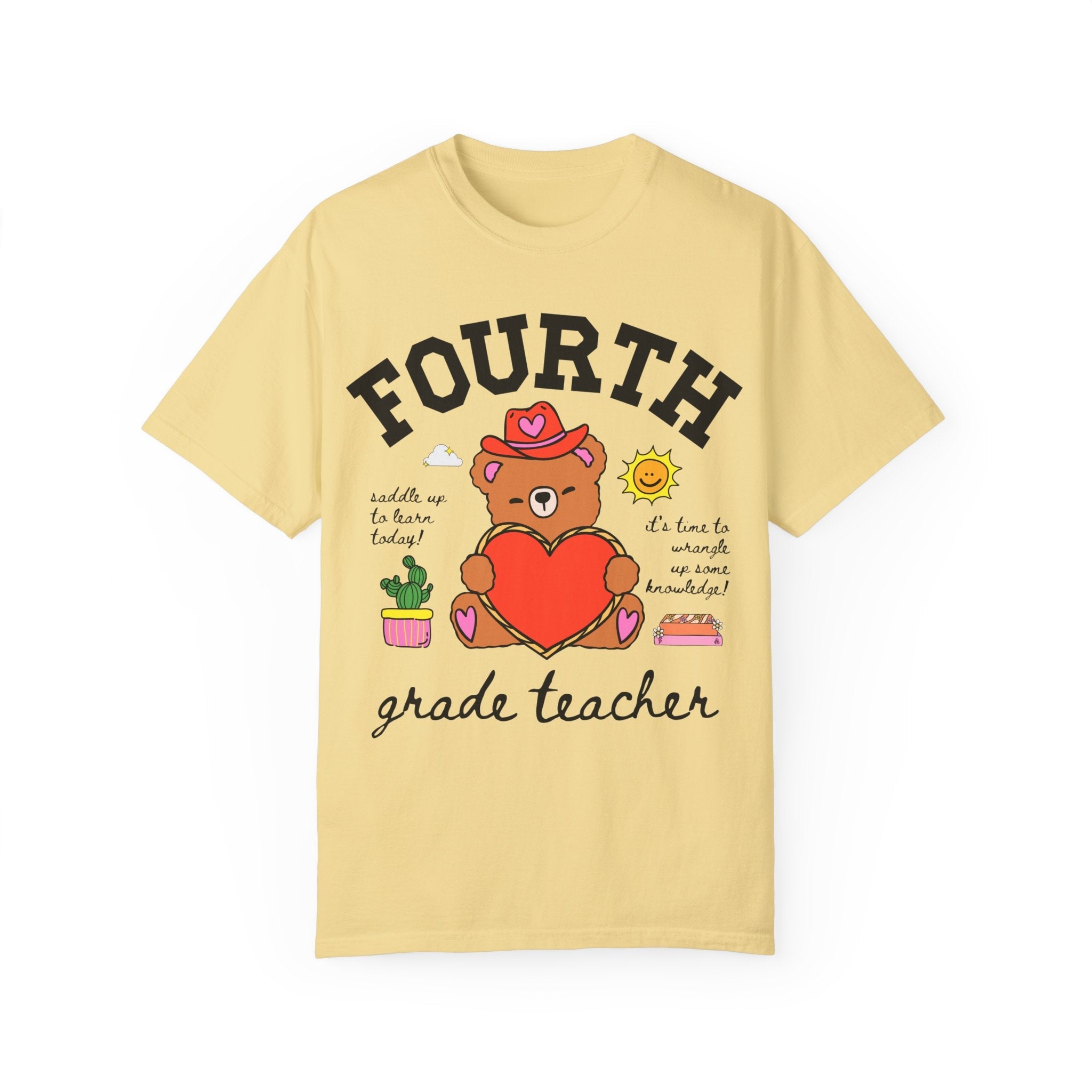 Fourth Grade Teacher Tee Shirt, Cute Cottagecore Western Bear, Funny Saying Elementary School Fourth Grade Matching Teacher Tee, 90s Vibe - Opal and June