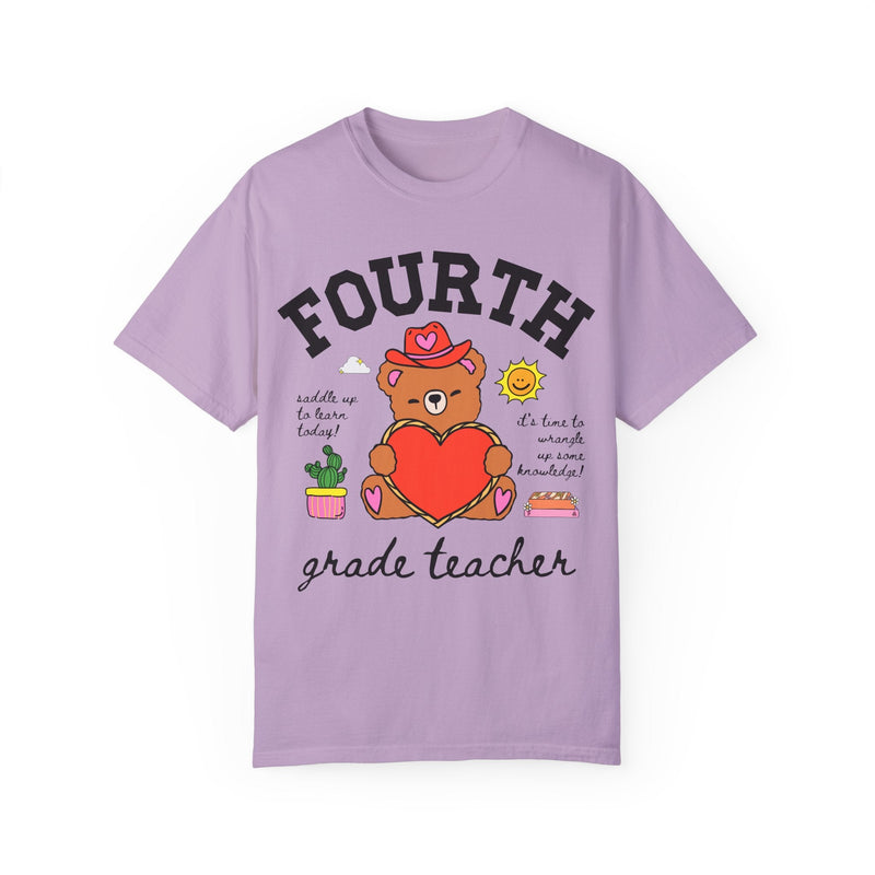 Fourth Grade Teacher Tee Shirt, Cute Cottagecore Western Bear, Funny Saying Elementary School Fourth Grade Matching Teacher Tee, 90s Vibe - Opal and June
