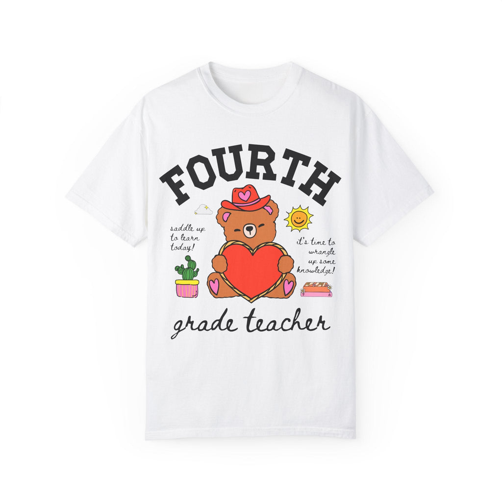 Fourth Grade Teacher Tee Shirt, Cute Cottagecore Western Bear, Funny Saying Elementary School Fourth Grade Matching Teacher Tee, 90s Vibe - Opal and June