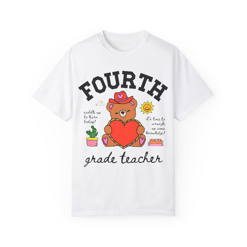 Fourth Grade Teacher Tee Shirt, Cute Cottagecore Western Bear, Funny Saying Elementary School Fourth Grade Matching Teacher Tee, 90s Vibe - Opal and June