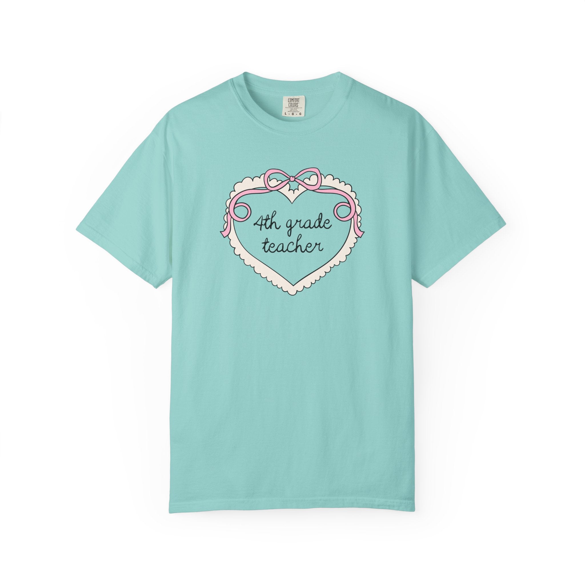 Fourth Grade Teacher Tee Shirt with Cottagecore Bow, Fourth Grade Squad Matching T-Shirt, Soft Girl Style First Day of School 4th Grade Tee - Opal and June