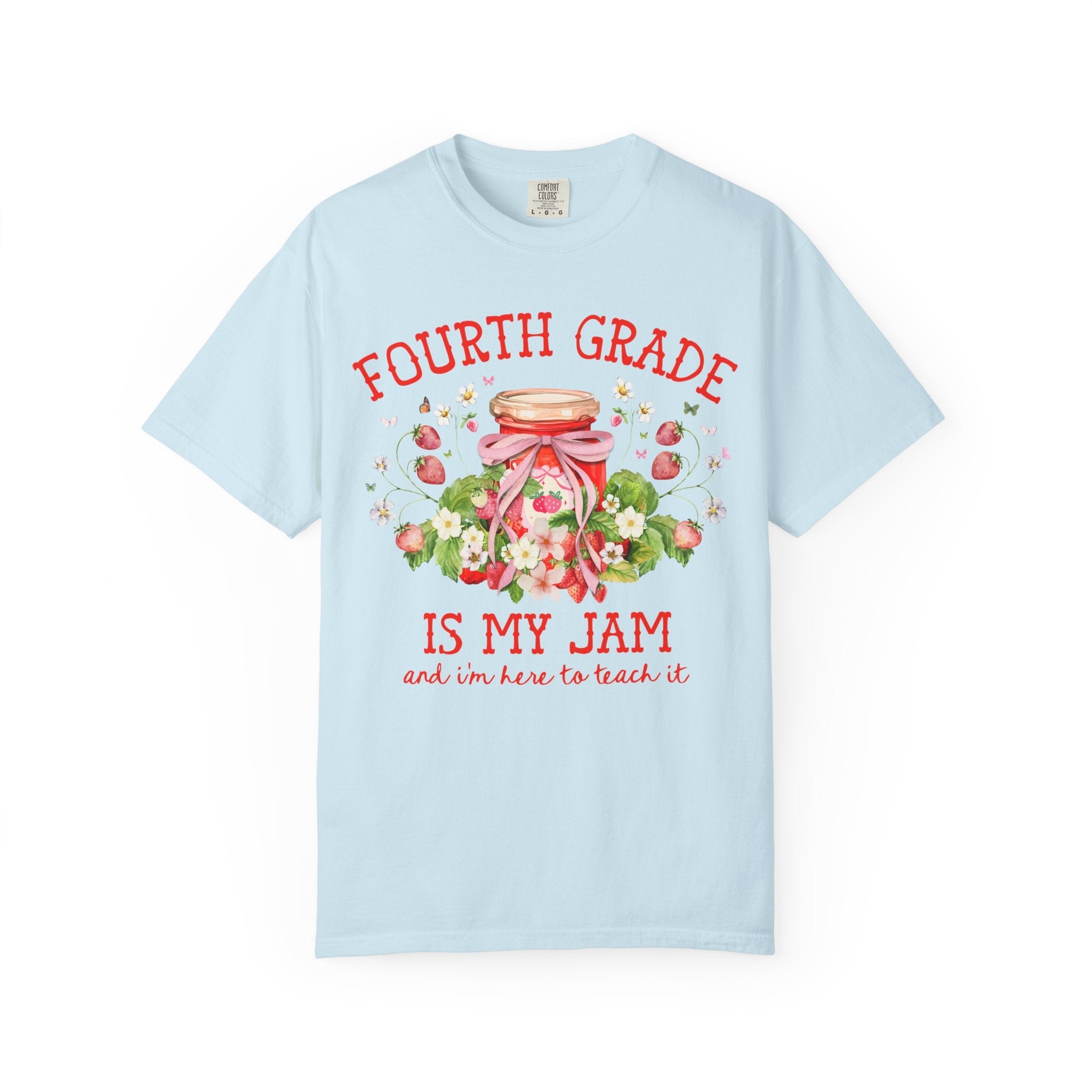 Fourth Grade Teacher Tee with Strawberries: Fourth Grade is My Jam, Matching Back to School, Meet the Teacher Shirt, First Day 4th Grade Tee - Opal and June
