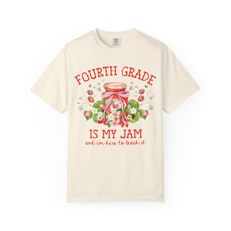 Fourth Grade Teacher Tee with Strawberries: Fourth Grade is My Jam, Matching Back to School, Meet the Teacher Shirt, First Day 4th Grade Tee - Opal and June