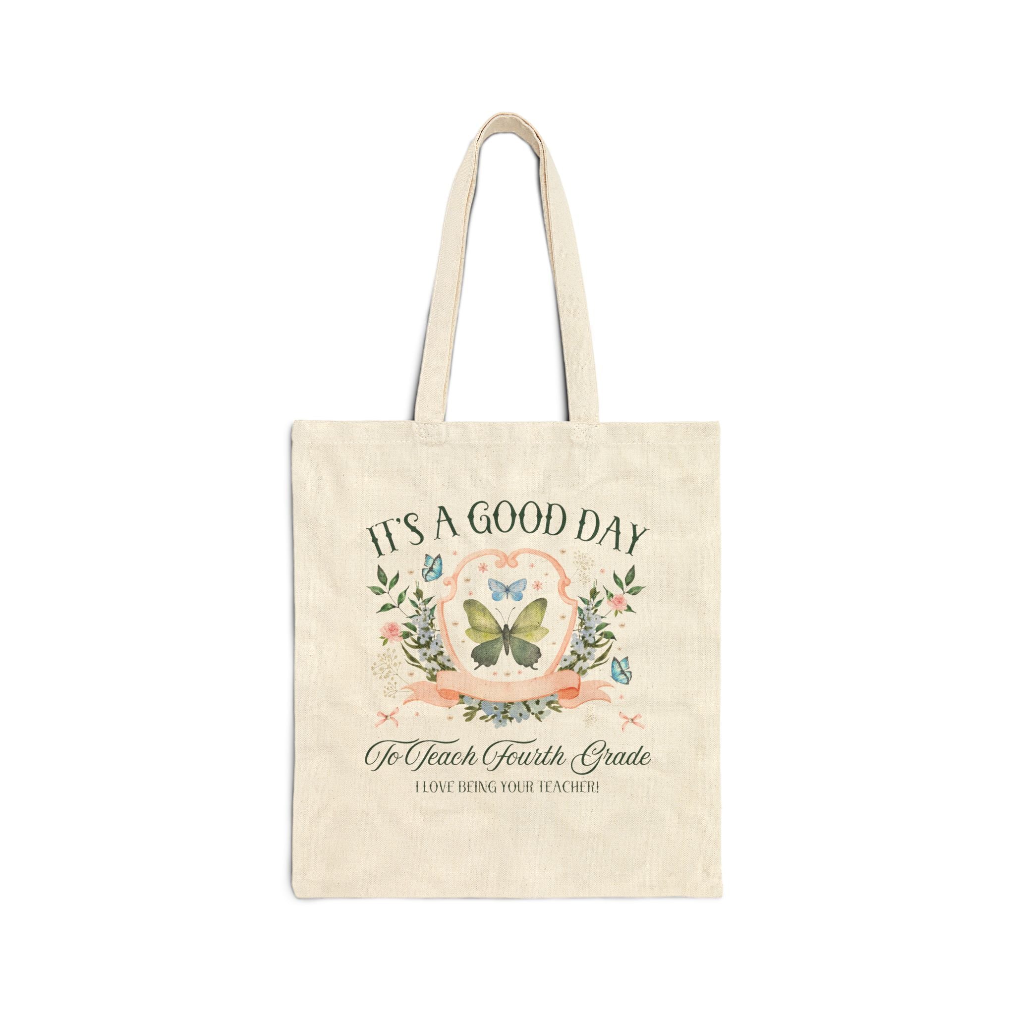 Fourth Grade Teacher Tote Bag with Butterflies - Opal and June