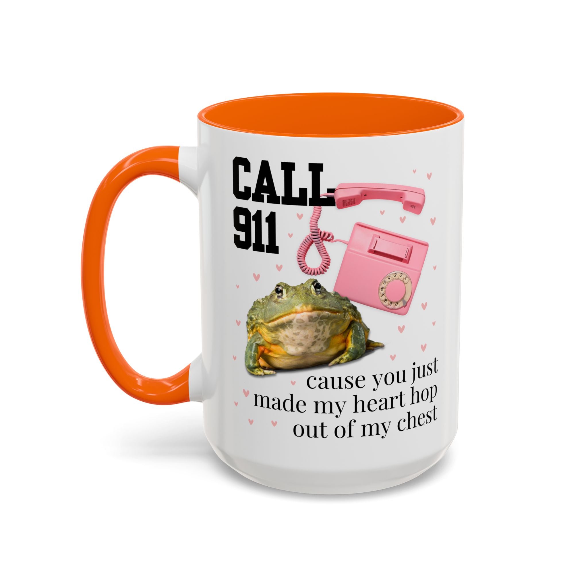 Frog Lover Valentines Day Coffee Mug: You Just Made My Heart Hop Out of My Chest, Silly Goblincore 90s Aesthetic Animal 15 Oz Mug with Hearts - Opal and June