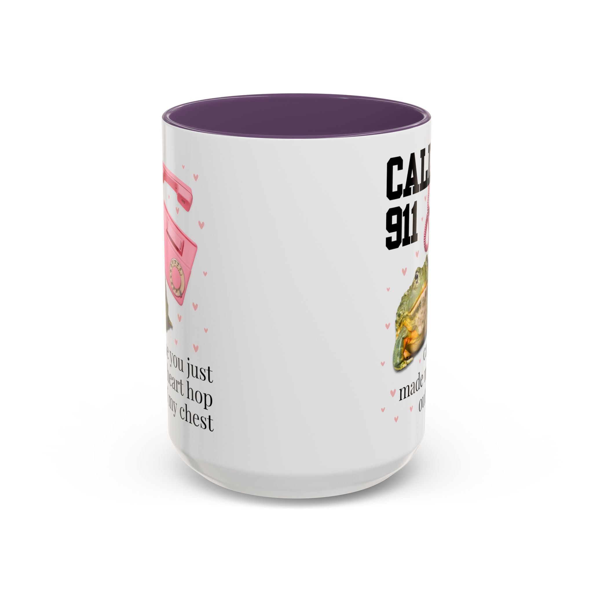 Frog Lover Valentines Day Coffee Mug: You Just Made My Heart Hop Out of My Chest, Silly Goblincore 90s Aesthetic Animal 15 Oz Mug with Hearts - Opal and June