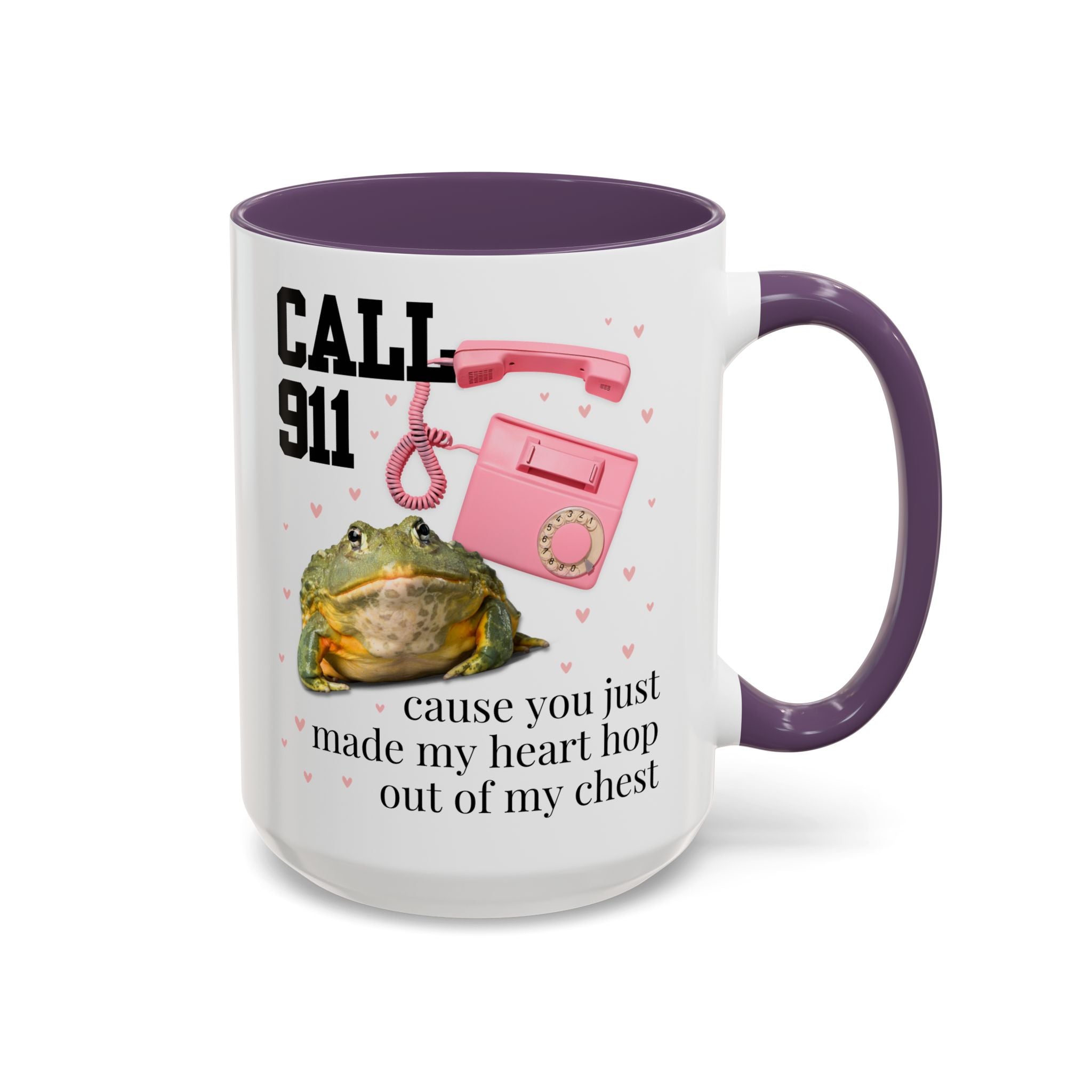 Frog Lover Valentines Day Coffee Mug: You Just Made My Heart Hop Out of My Chest, Silly Goblincore 90s Aesthetic Animal 15 Oz Mug with Hearts - Opal and June