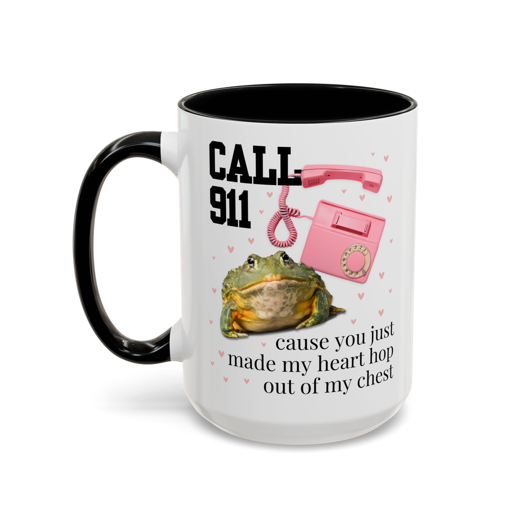 Frog Lover Valentines Day Coffee Mug: You Just Made My Heart Hop Out of My Chest, Silly Goblincore 90s Aesthetic Animal 15 Oz Mug with Hearts - Opal and June