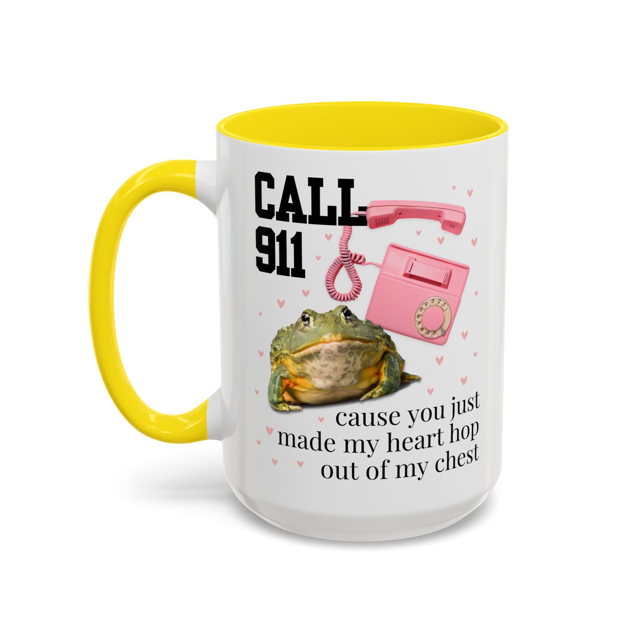 Frog Lover Valentines Day Coffee Mug: You Just Made My Heart Hop Out of My Chest, Silly Goblincore 90s Aesthetic Animal 15 Oz Mug with Hearts - Opal and June