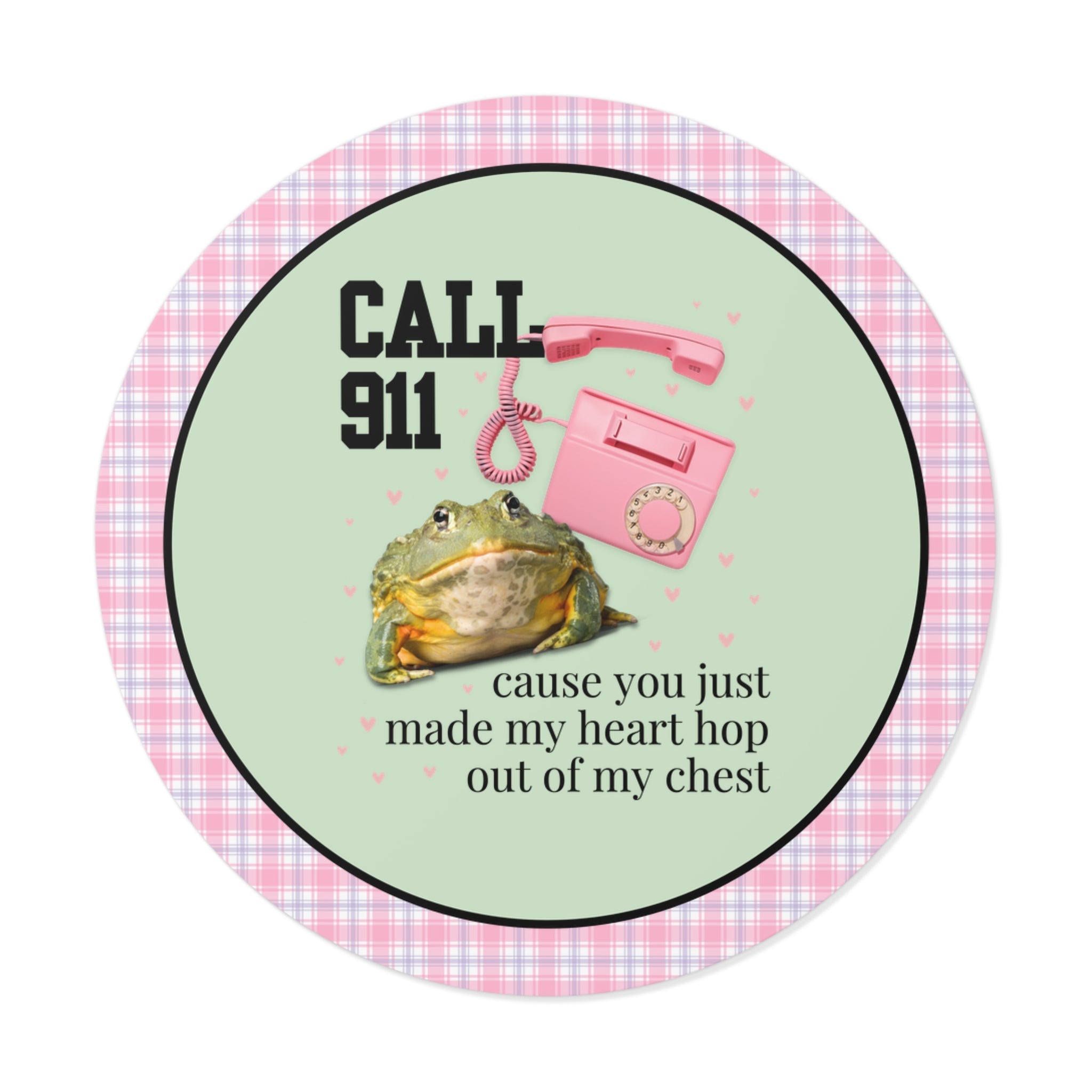 Frog Lover Valentines Day Sticker: You Just Made My Heart Hop Out of My Chest, Silly Goblincore 90s Aesthetic Animal Round Sticker with Hearts - Opal and June