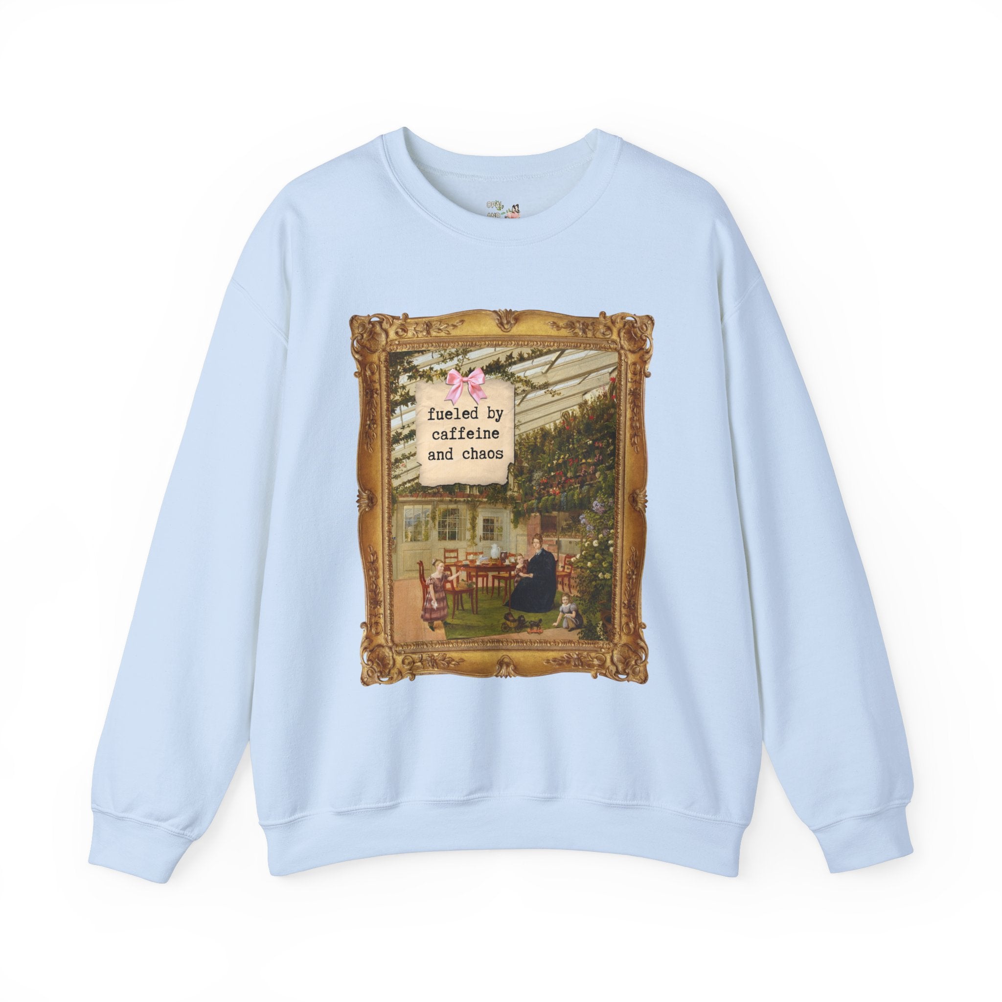 Fueled by Caffeine and Chaos: Funny Saying Art History Sweatshirt, Mom Who Loves Coffee, Cute Mother's Day Gift, Humanities Professor Shirt - Opal and June