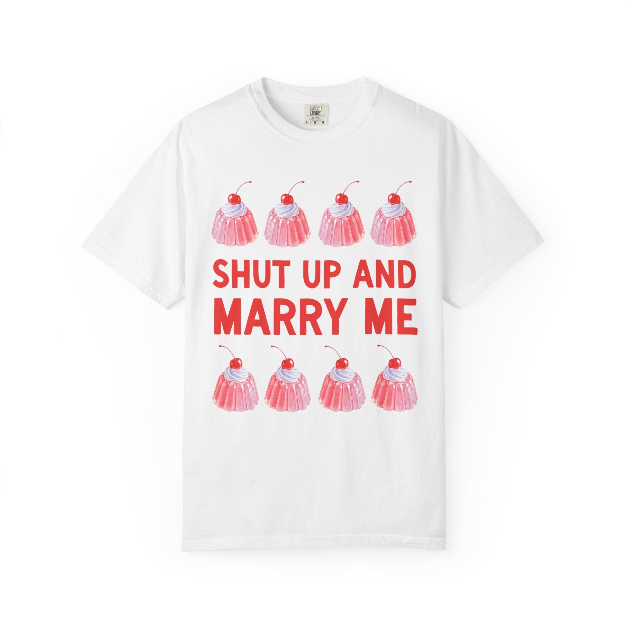 Funky Bachelorette Tee Shirt with Cherries: Shut Up and Marry Me Funny Bridal Party or Matching Bridesmaids T-Shirt for Bachelorette Weekend - Opal and June