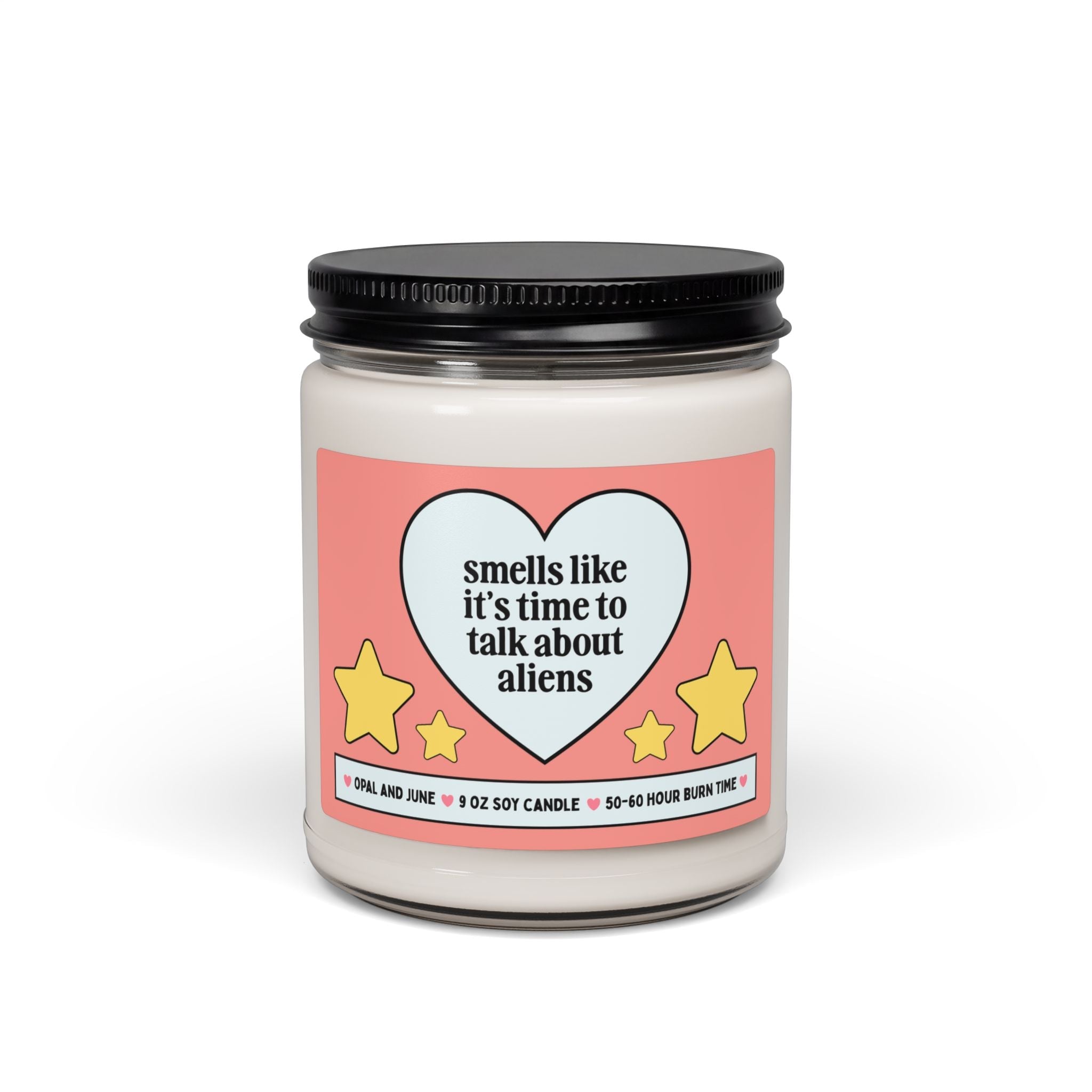 Funny Alien Lover or Conspiracy Theorist Gift: Smells Like It's Time to Talk About Aliens, 9 Oz Soy Candle for Friend Who Loves Space - Opal and June