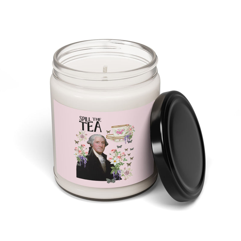 Funny American History Lover Candle, History Professor, Social Studies Teacher: Spill The Tea, Whimsical George Washington Historical Gift - Opal and June