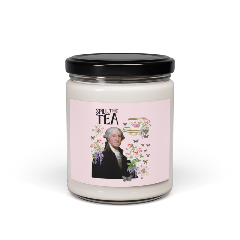 Funny American History Lover Candle, History Professor, Social Studies Teacher: Spill The Tea, Whimsical George Washington Historical Gift - Opal and June