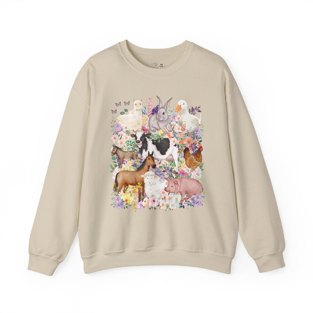 Funny and Whimsical Farm Animal Sweatshirt Inspired by 90s Animal Tees | Ridiculous and Cozy Cute Floral Shirt for Animal Lover or Farmer - Opal and June