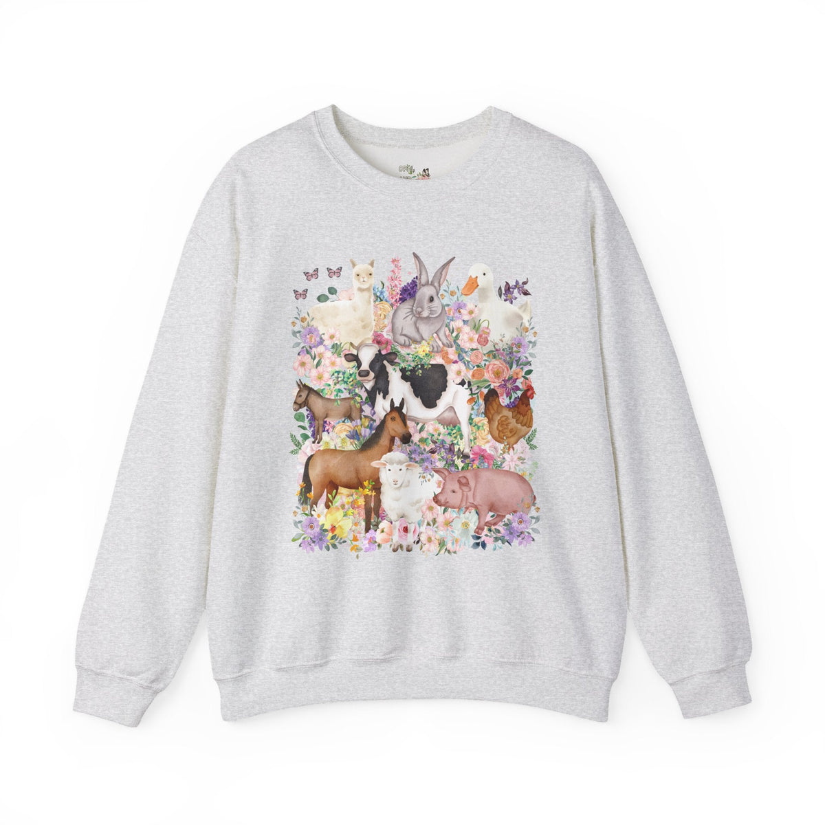Funny and Whimsical Farm Animal Sweatshirt Inspired by 90s Animal Tees | Ridiculous and Cozy Cute Floral Shirt for Animal Lover or Farmer - Opal and June