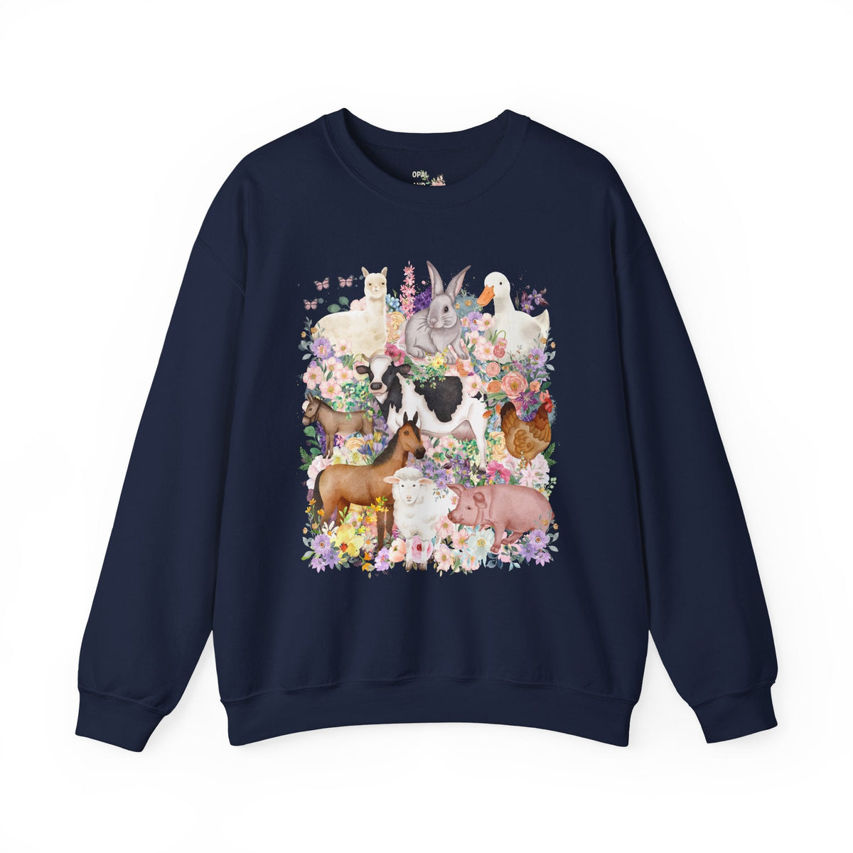 Funny and Whimsical Farm Animal Sweatshirt Inspired by 90s Animal Tees | Ridiculous and Cozy Cute Floral Shirt for Animal Lover or Farmer - Opal and June
