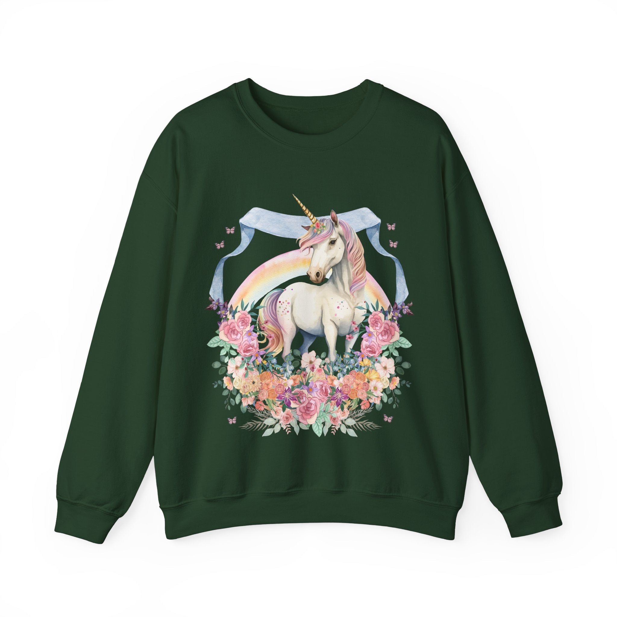 Funny and Whimsical Unicorn Sweatshirt Inspired by 90s Animal Tees | Ridiculous and Cozy Cute Floral Gift, Unicorn Lover or Fantasy Reader - Opal and June
