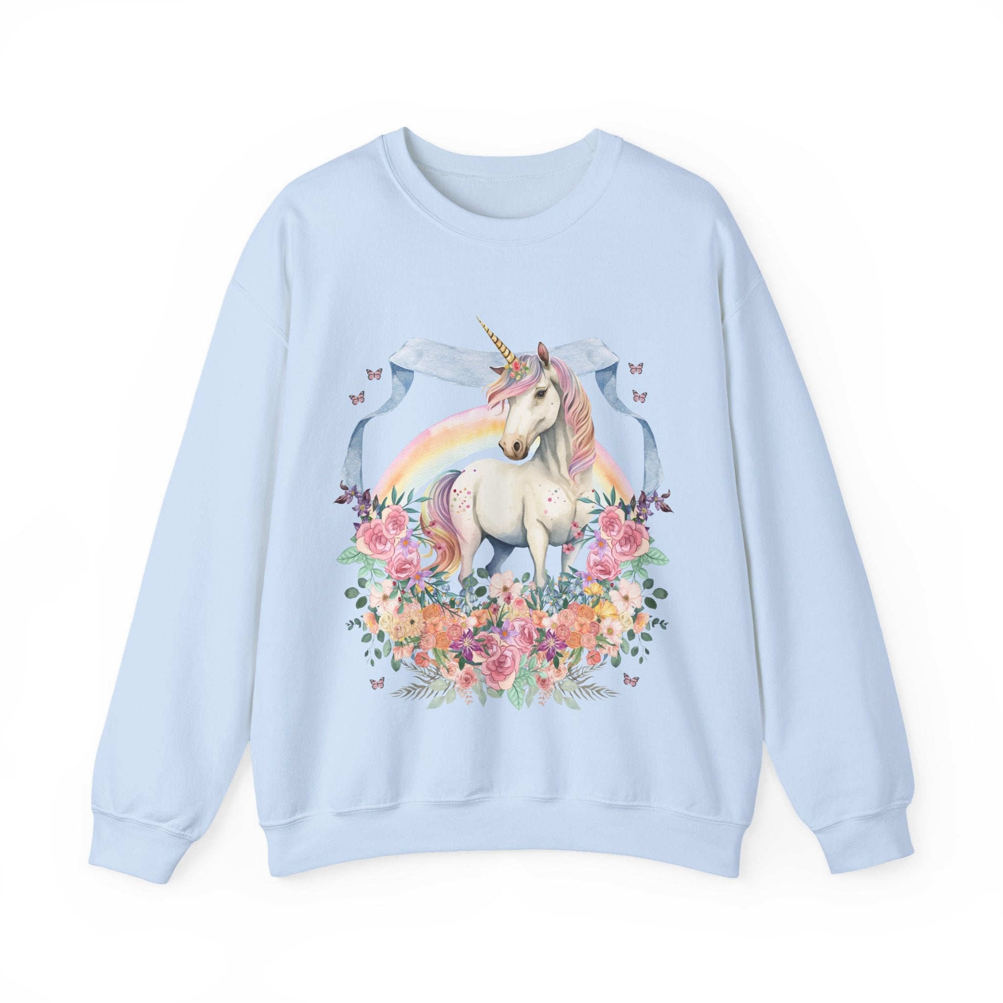 Funny and Whimsical Unicorn Sweatshirt Inspired by 90s Animal Tees | Ridiculous and Cozy Cute Floral Gift, Unicorn Lover or Fantasy Reader - Opal and June