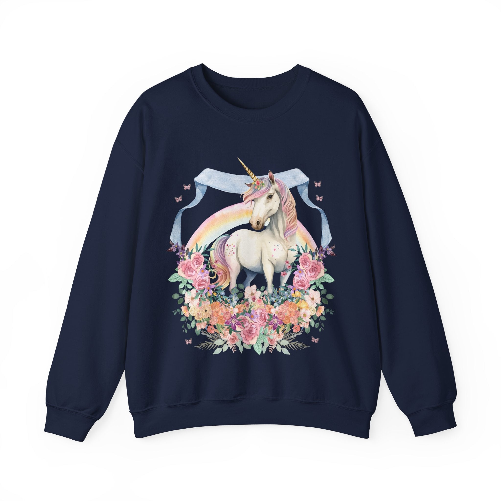 Funny and Whimsical Unicorn Sweatshirt Inspired by 90s Animal Tees | Ridiculous and Cozy Cute Floral Gift, Unicorn Lover or Fantasy Reader - Opal and June