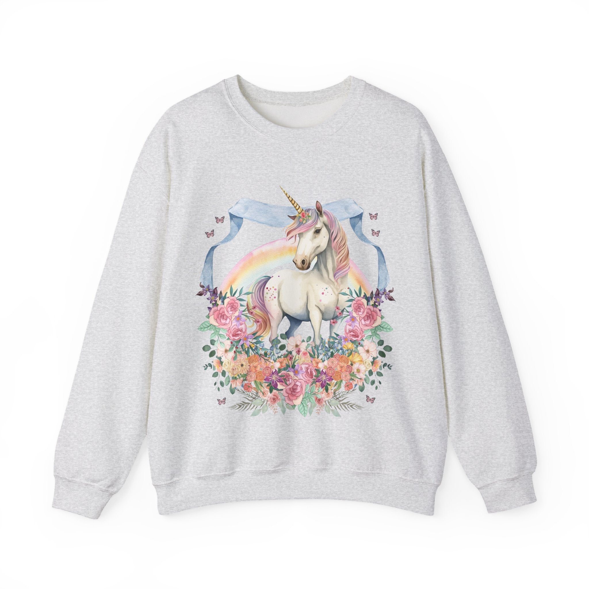 Funny and Whimsical Unicorn Sweatshirt Inspired by 90s Animal Tees | Ridiculous and Cozy Cute Floral Gift, Unicorn Lover or Fantasy Reader - Opal and June