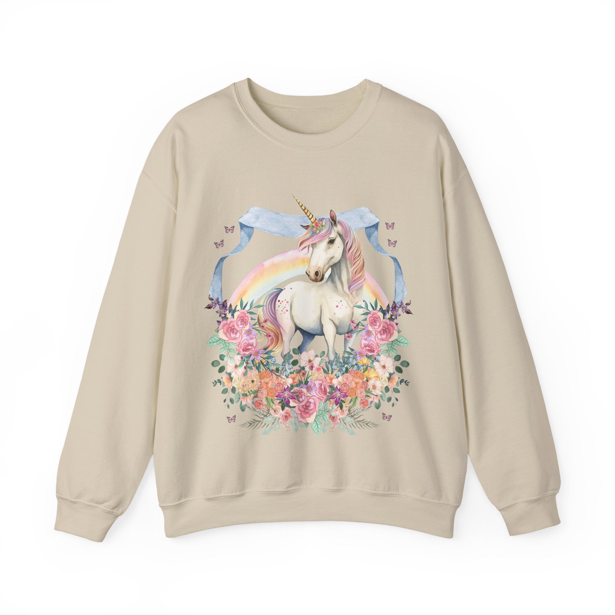 Funny and Whimsical Unicorn Sweatshirt Inspired by 90s Animal Tees | Ridiculous and Cozy Cute Floral Gift, Unicorn Lover or Fantasy Reader - Opal and June