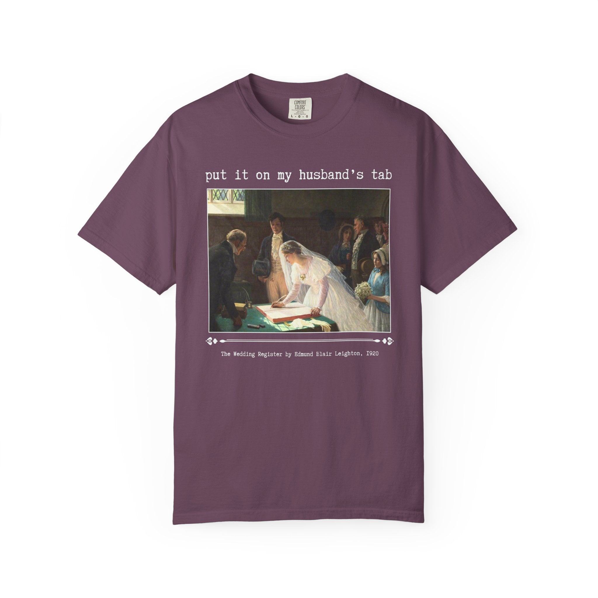 Funny Art History Lover Tee Shirt for Wife, Silly Bridal T-Shirt with Famous Painting by Edmund Blair Leighton, 19th Century Art Historian T - Opal and June