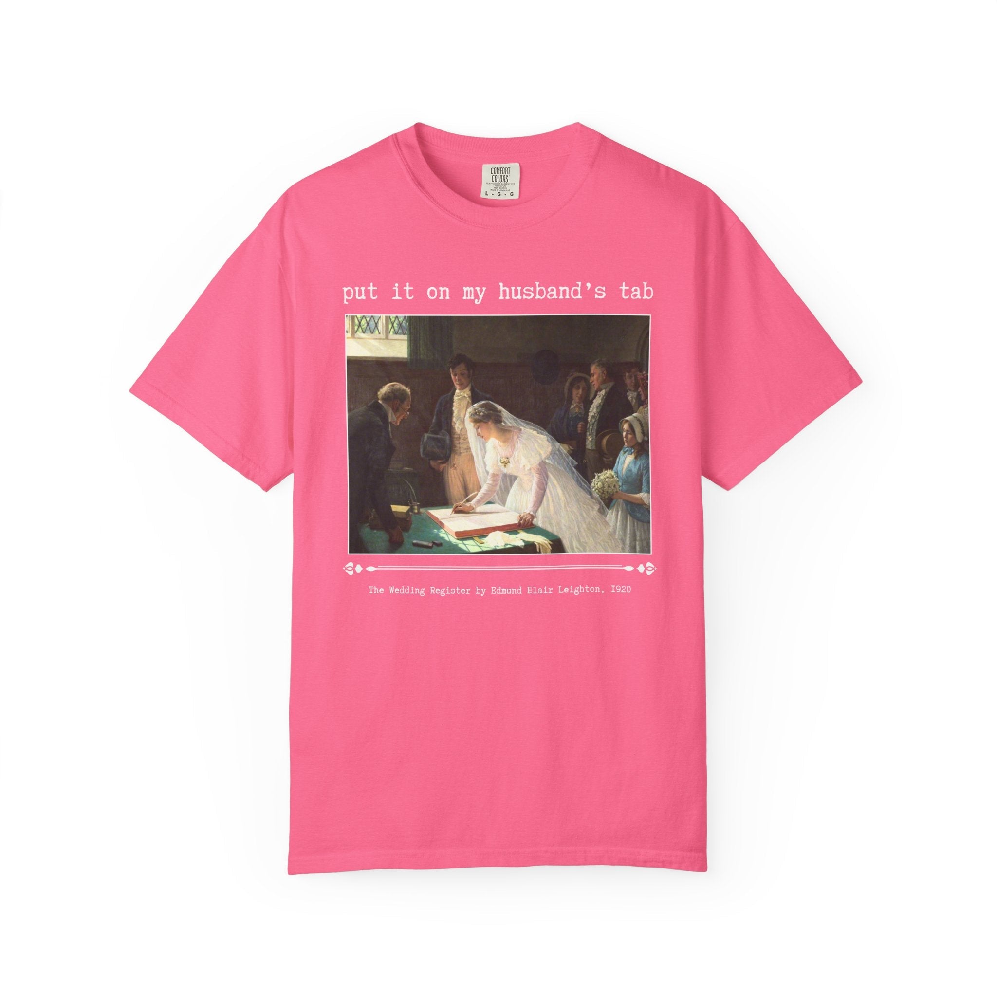 Funny Art History Lover Tee Shirt for Wife, Silly Bridal T-Shirt with Famous Painting by Edmund Blair Leighton, 19th Century Art Historian T - Opal and June