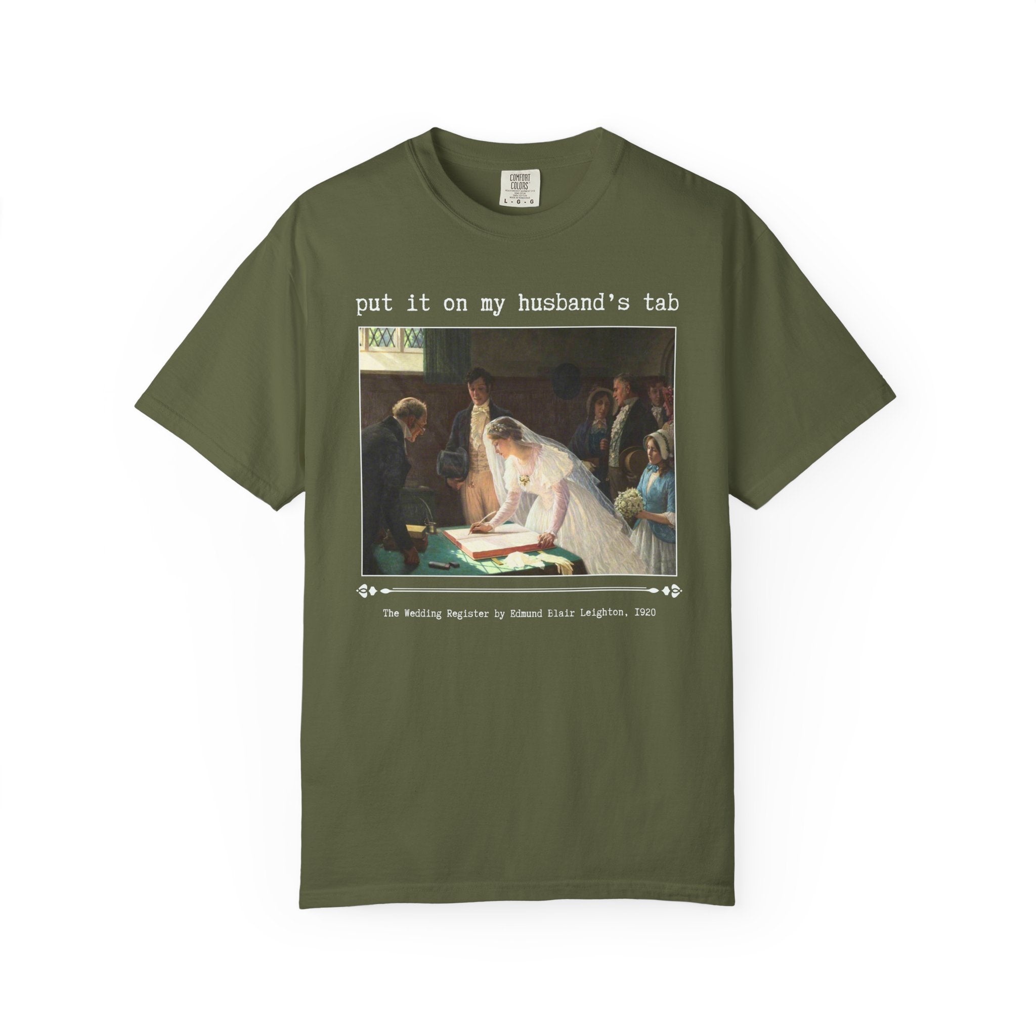 Funny Art History Lover Tee Shirt for Wife, Silly Bridal T-Shirt with Famous Painting by Edmund Blair Leighton, 19th Century Art Historian T - Opal and June