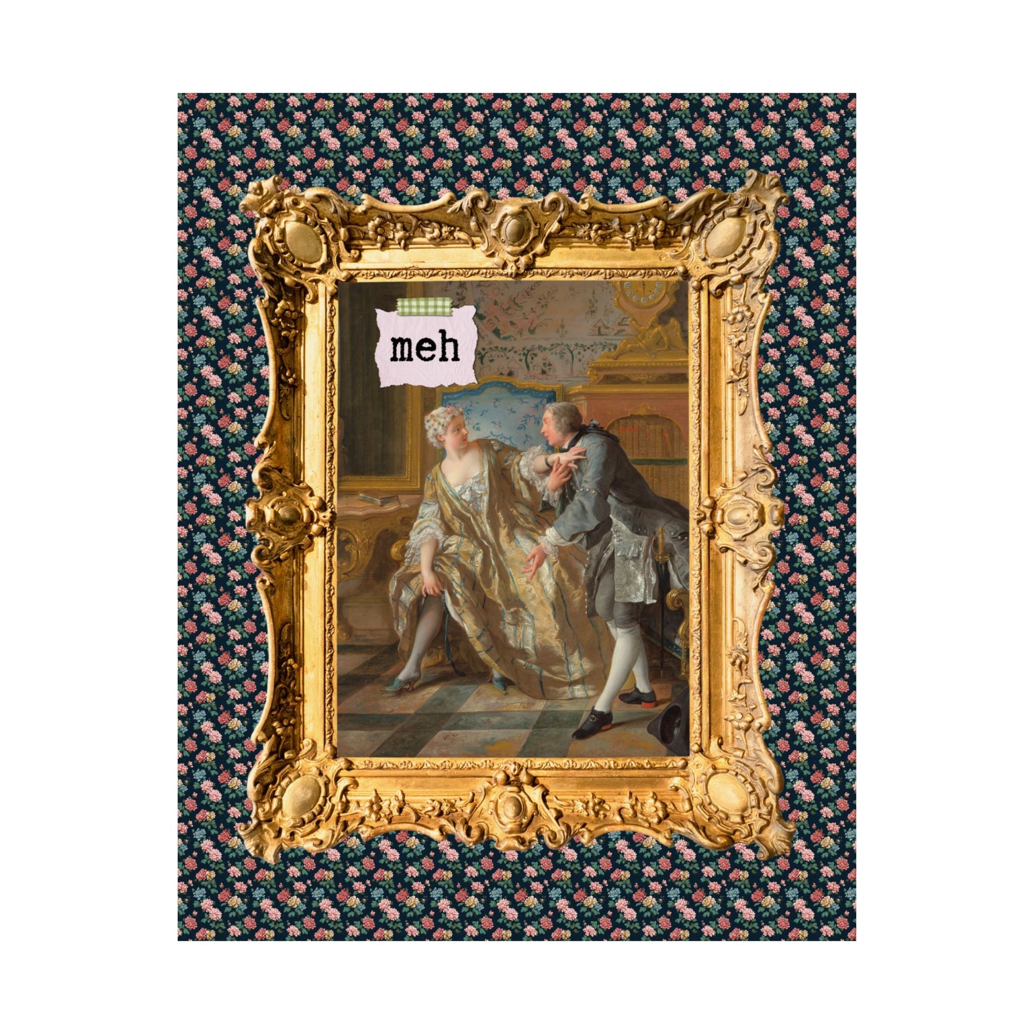 Funny Art History Poster Print for Feminist Who Loves 18th Century Art, The Garter by Jean François de Troy, Silly French Art Historian Gift - Opal and June