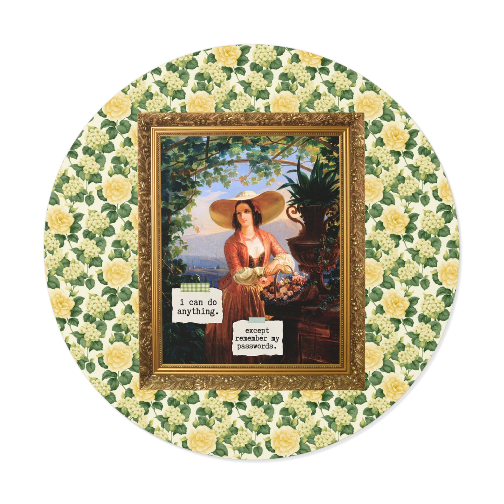 Funny Art History Sticker for Friend Who Always Forgets Password, Italian Flower Girl Painting by Robert Wilhelm Ekman, Cute Birthday Gift - Opal and June