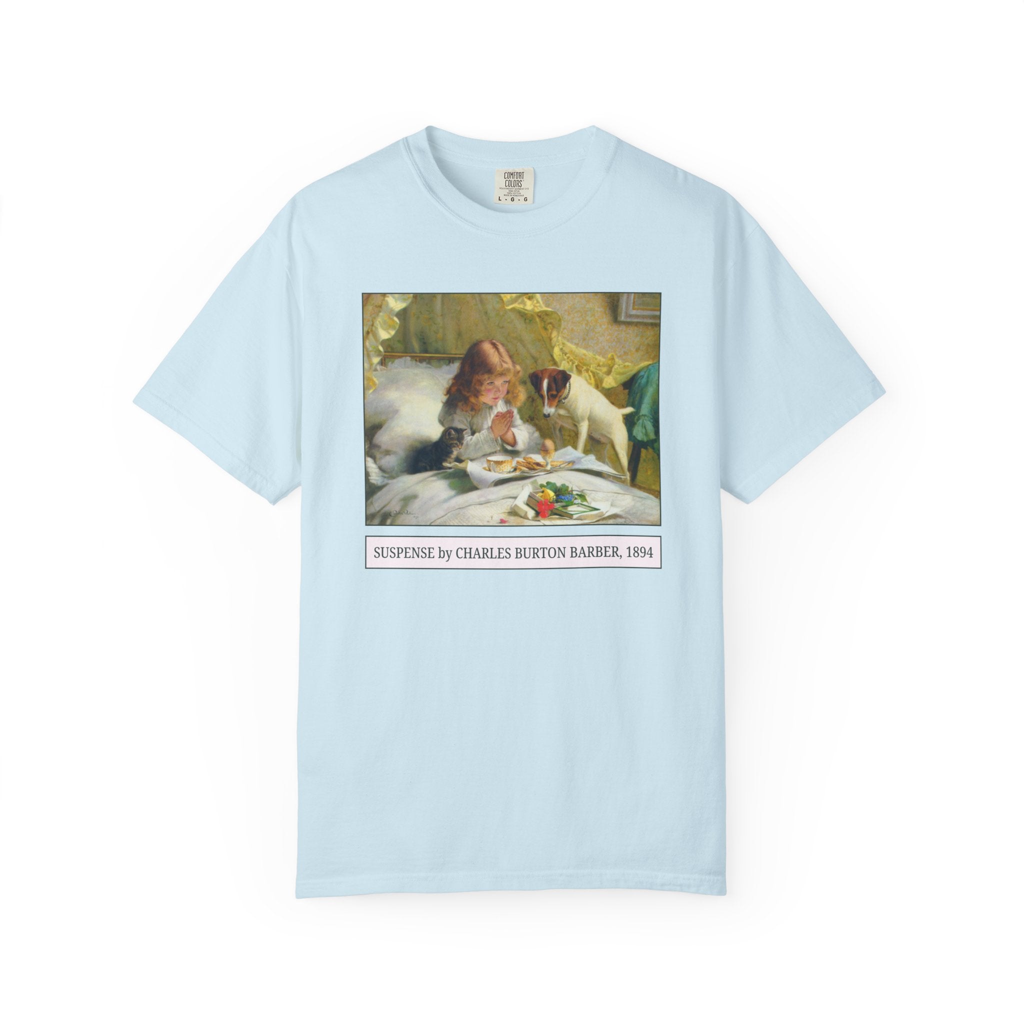 Funny Art History Tee Shirt for Animal Lover: Cat Mom or Cat Dad, Suspense by Charles Burton Barber, Silly Dog Parent Gift, Mom of Toddler - Opal and June