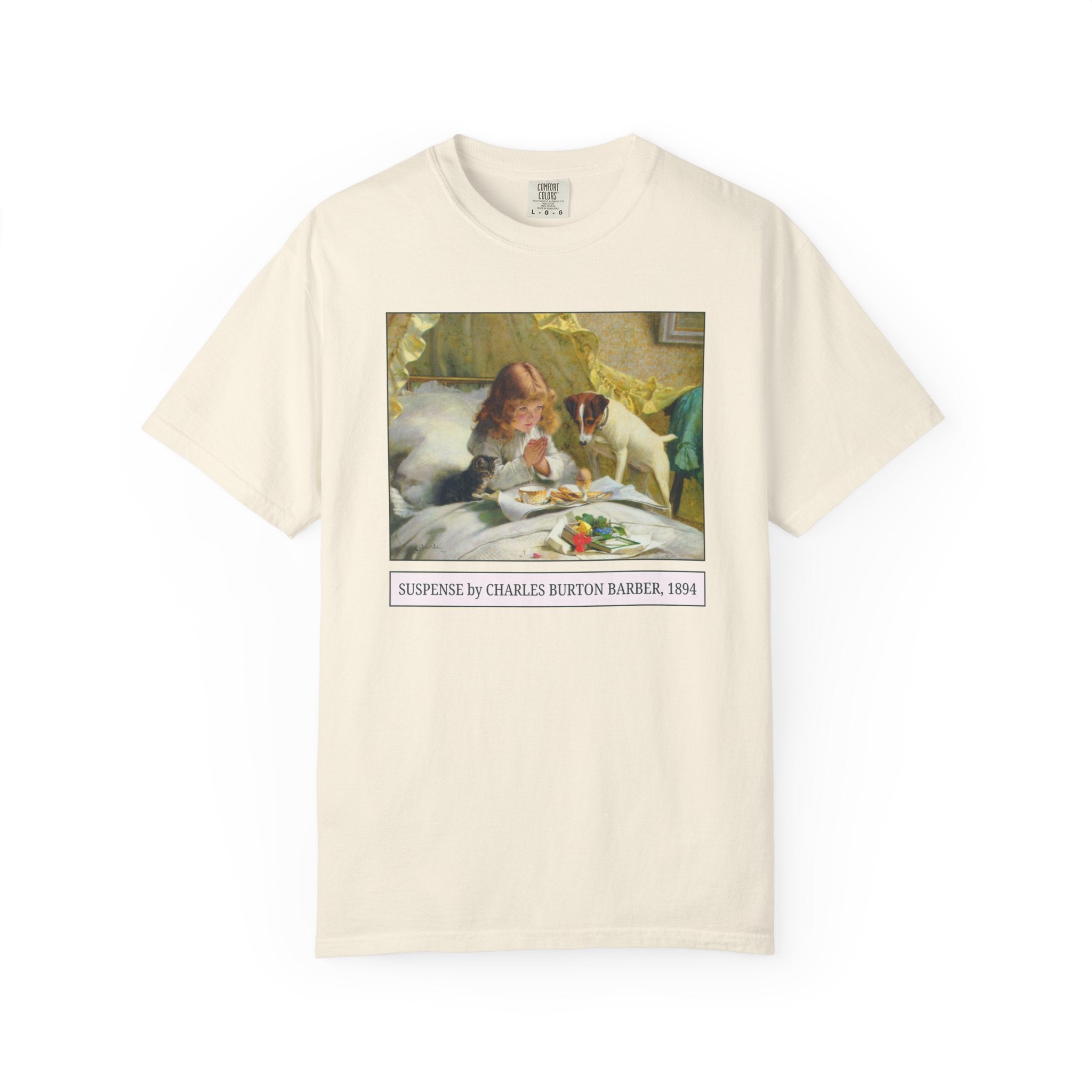 Funny Art History Tee Shirt for Animal Lover: Cat Mom or Cat Dad, Suspense by Charles Burton Barber, Silly Dog Parent Gift, Mom of Toddler - Opal and June