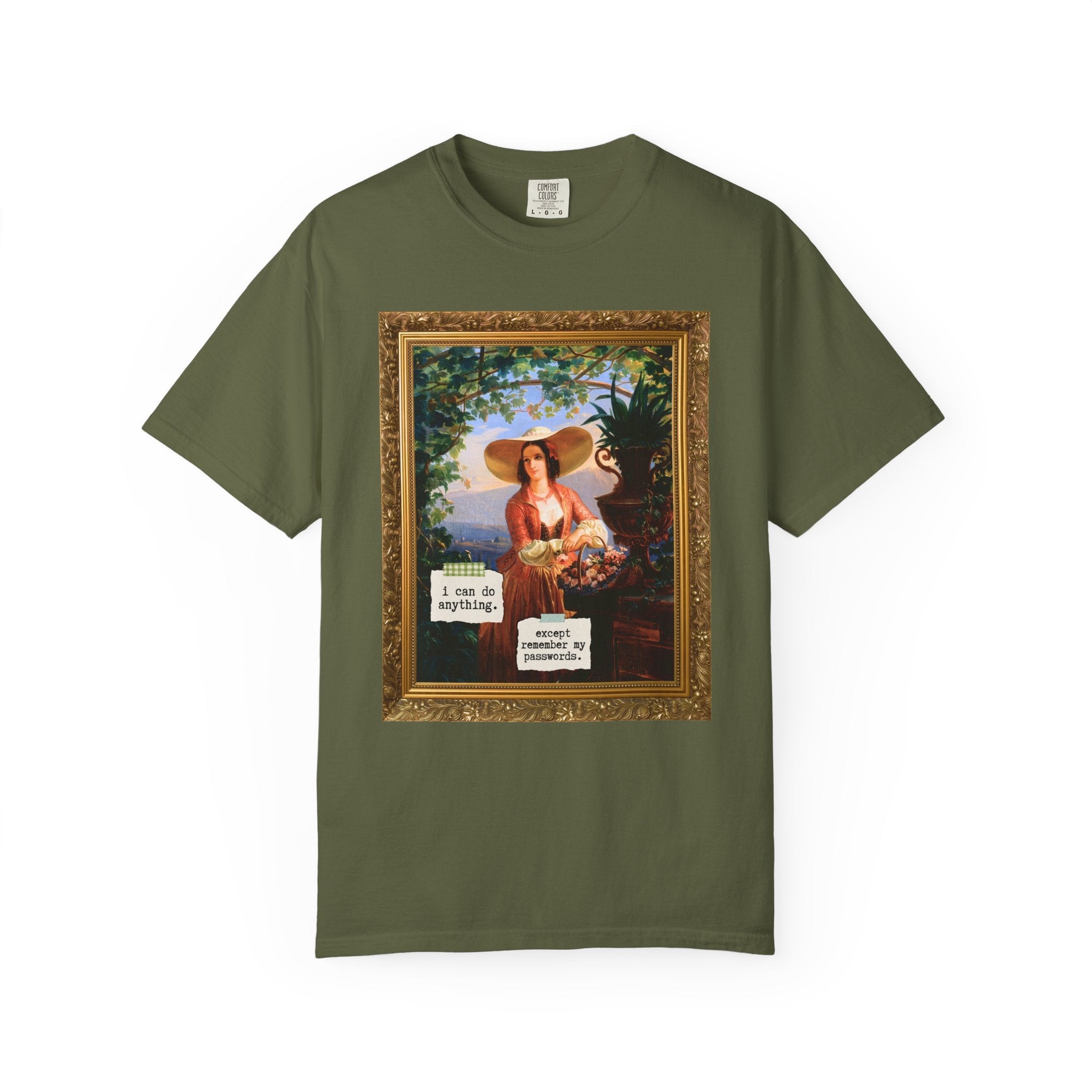 Funny Art History Tee Shirt for Friend Who Always Forgets Password, Italian Flower Girl Painting by Robert Wilhelm Ekman, Cute Birthday Gift - Opal and June