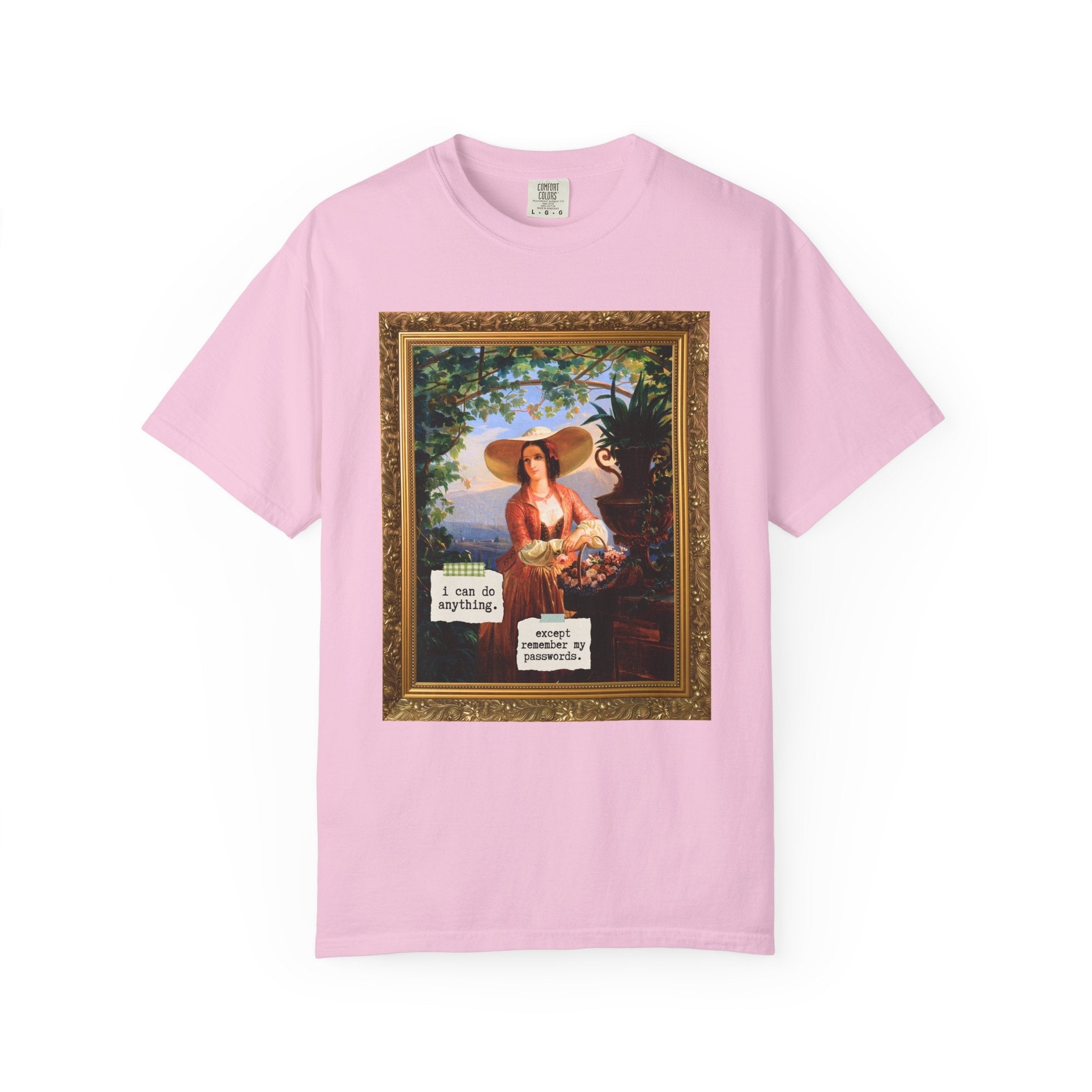 Funny Art History Tee Shirt for Friend Who Always Forgets Password, Italian Flower Girl Painting by Robert Wilhelm Ekman, Cute Birthday Gift - Opal and June