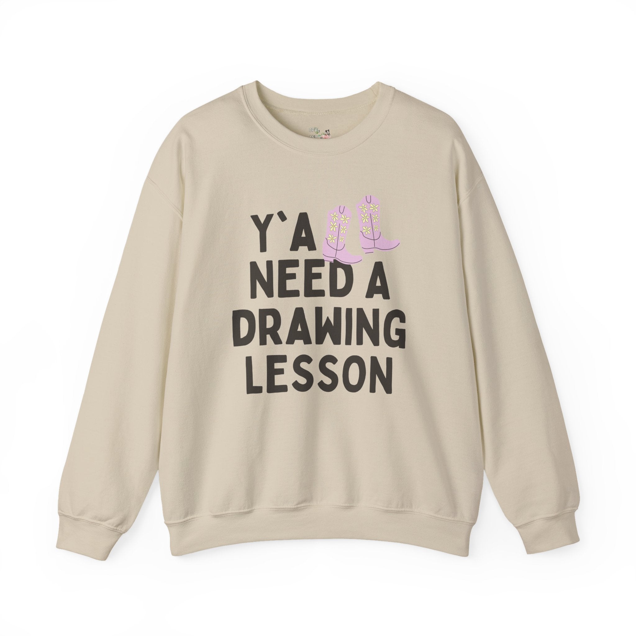 Funny Art Teacher Sweatshirt, Cute Western Aesthetic: Y'all Need a Drawing Lesson, Middle School Art Teacher, High School Drawing Teacher - Opal and June