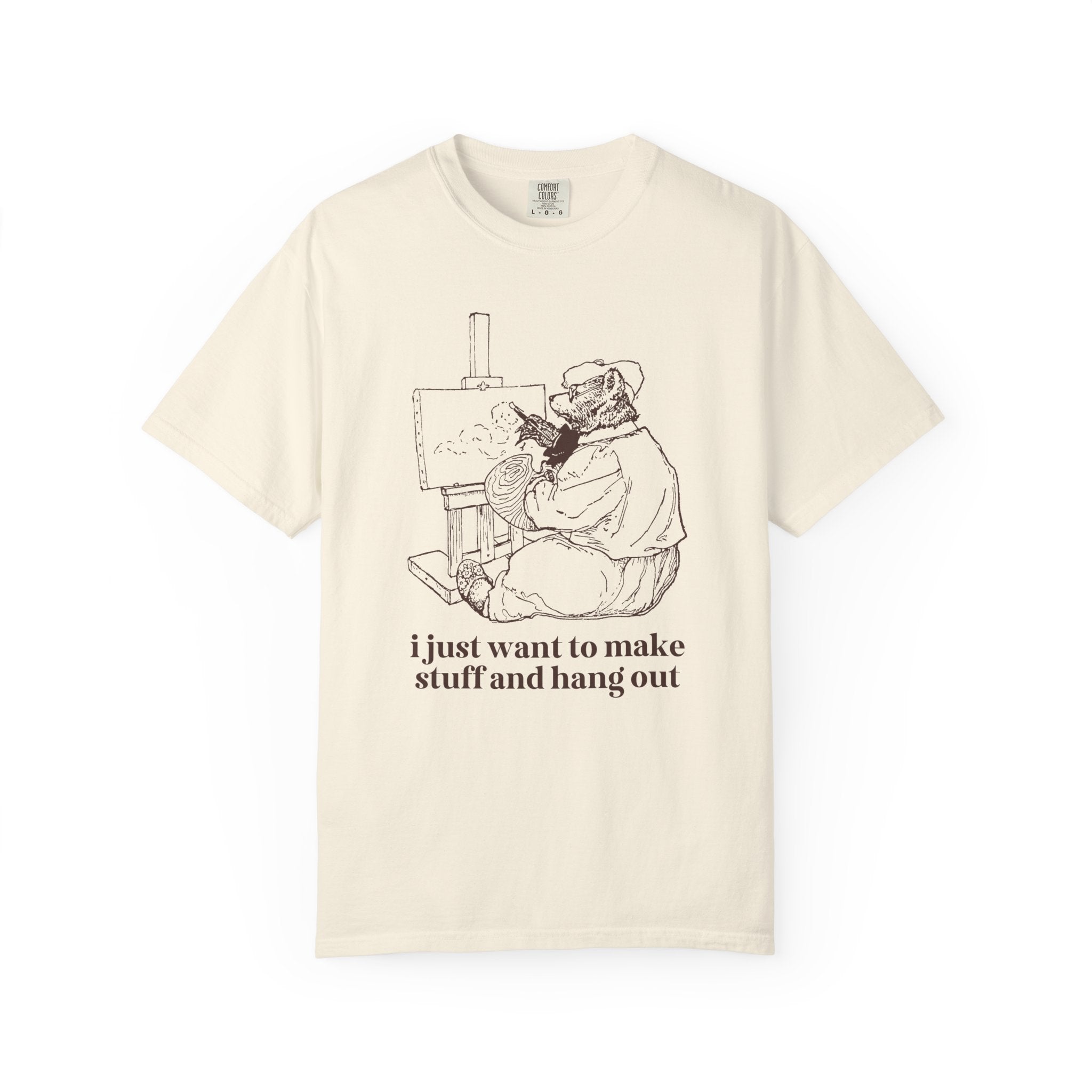 Funny Artist Tee Shirt for Friend Who Loves Making Art or Crafting, Silly Cottagecore Bear Tee Shirt, Cute Birthday Gift, Comfort Colors - Opal and June