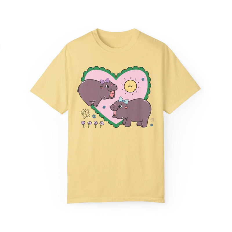 Funny Baby Hippo T-Shirt with Retro Hearts - Opal and June