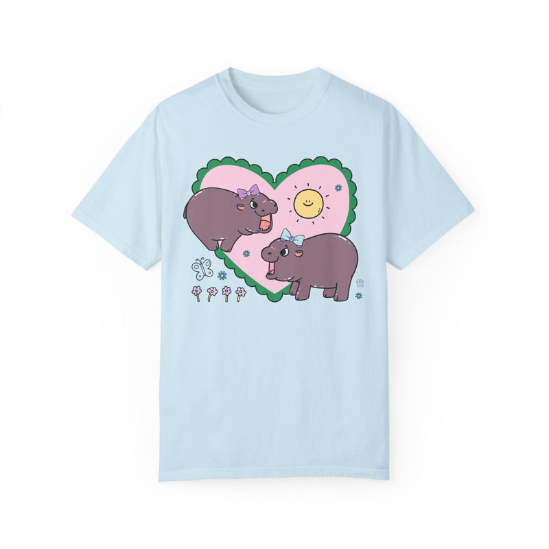 Funny Baby Hippo T-Shirt with Retro Hearts - Opal and June