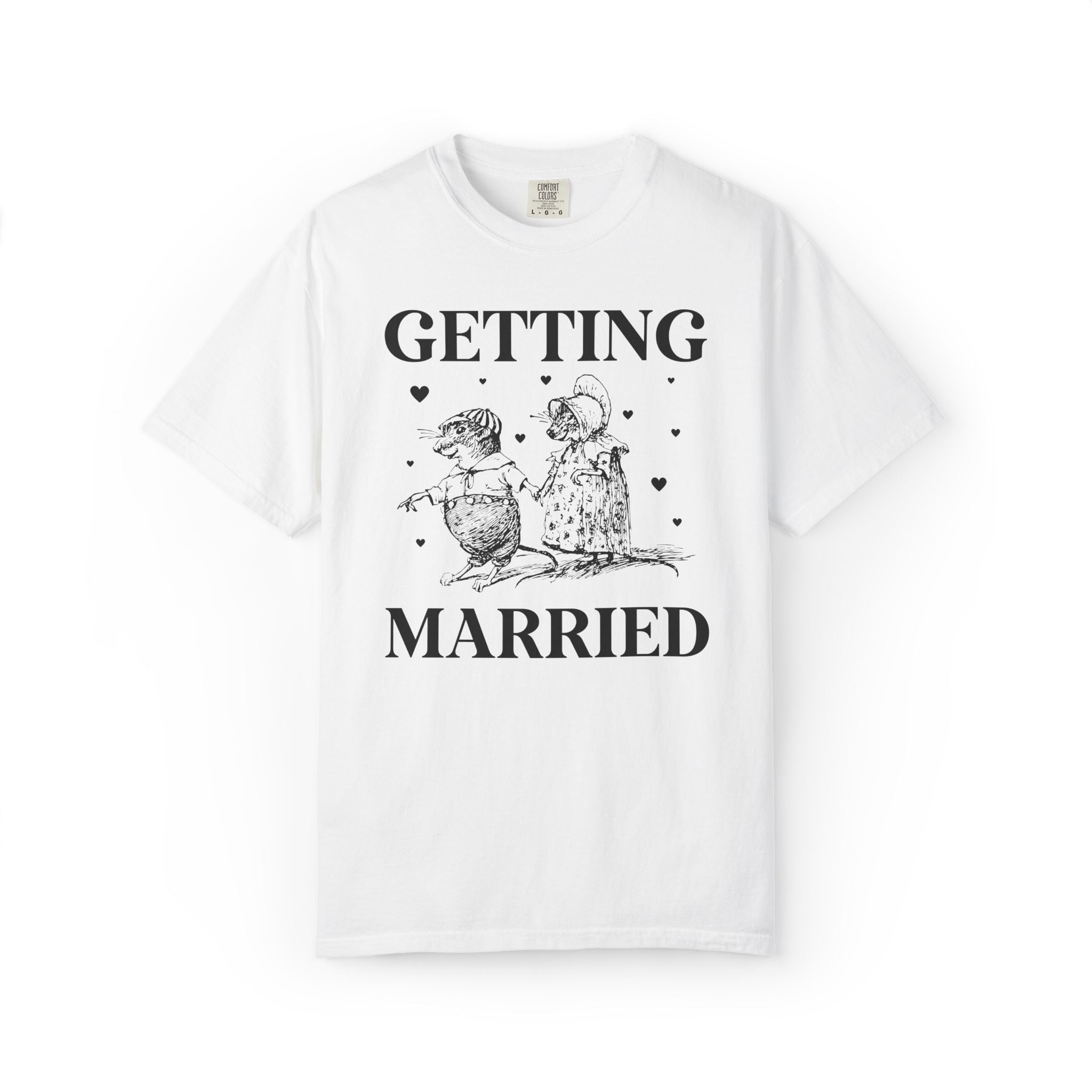Funny Bachelorette Party or Silly Wedding Weekend Tee Shirt with Cute Kitschy Vibe: Getting Married, Getting a Hangover, Headed to the Party - Opal and June