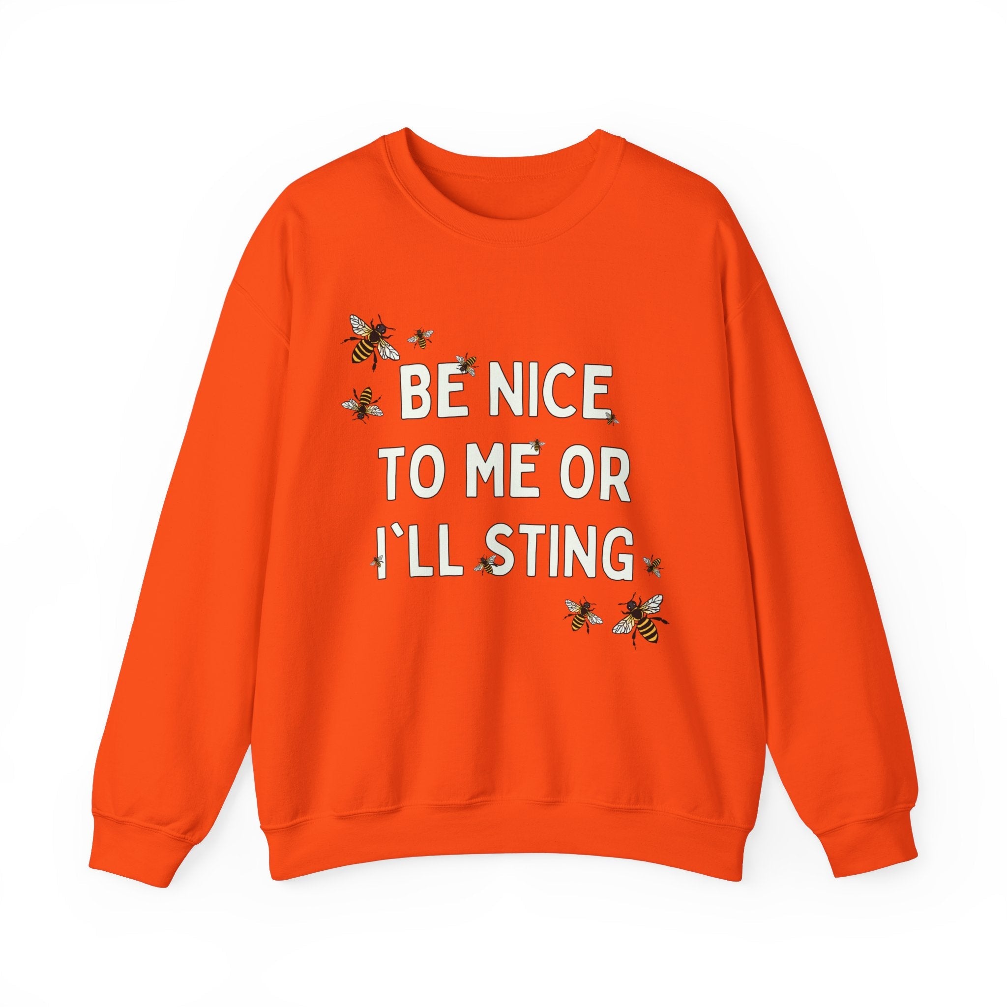 Funny Bee Sweatshirt for Garden Lover: Be Nice To Me Or I'll Sting | Colorful Gardening Sweatshirt with Bees, Gift for Mom or Grumpy Friend - Opal and June