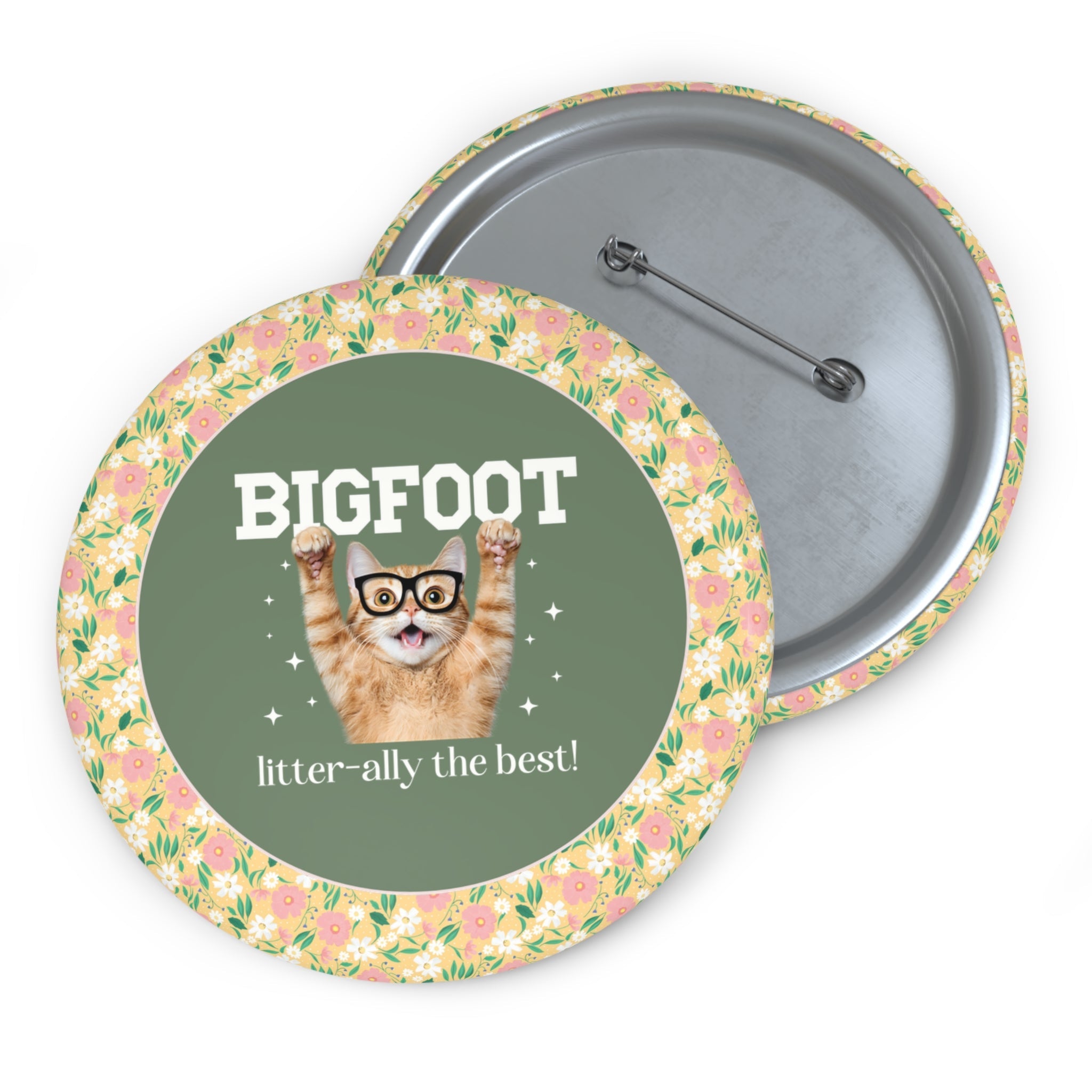 Funny Bigfoot Export Button for Cat Lover, Cat Mom or Cat Dad American Folklore Gift, Mythical Creature, Sasquatch Cryptid Star Button - Opal and June