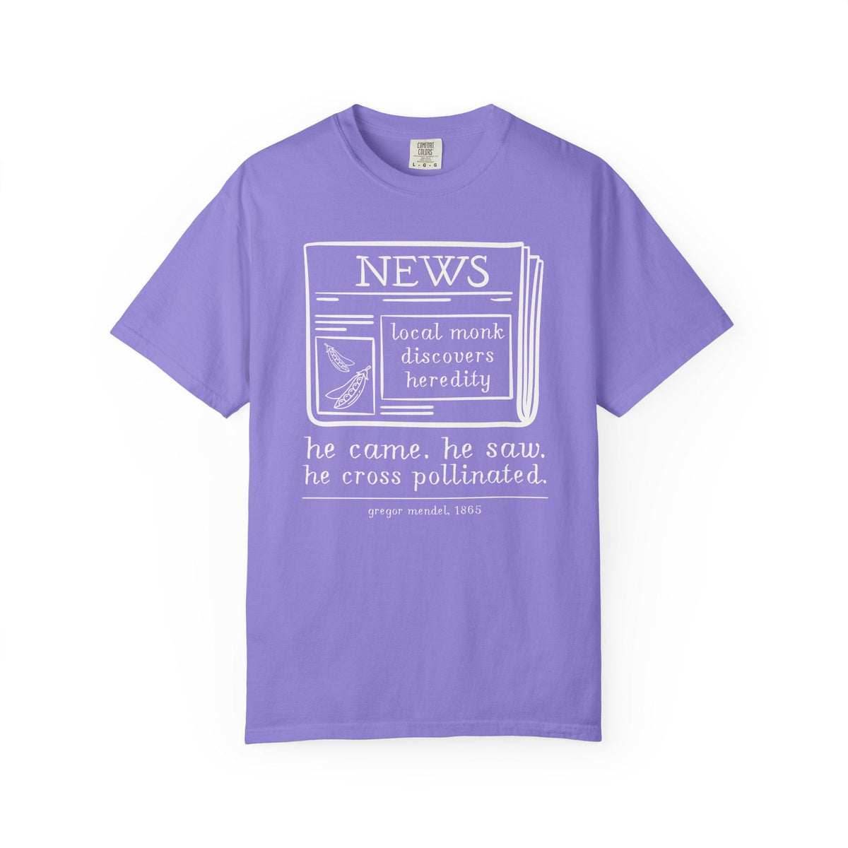 Funny Biology Teacher Tee: Local Monk Discovers Heredity, Silly Science Major or Genetic History Buff Gift, Scientific History 1800s - Opal and June