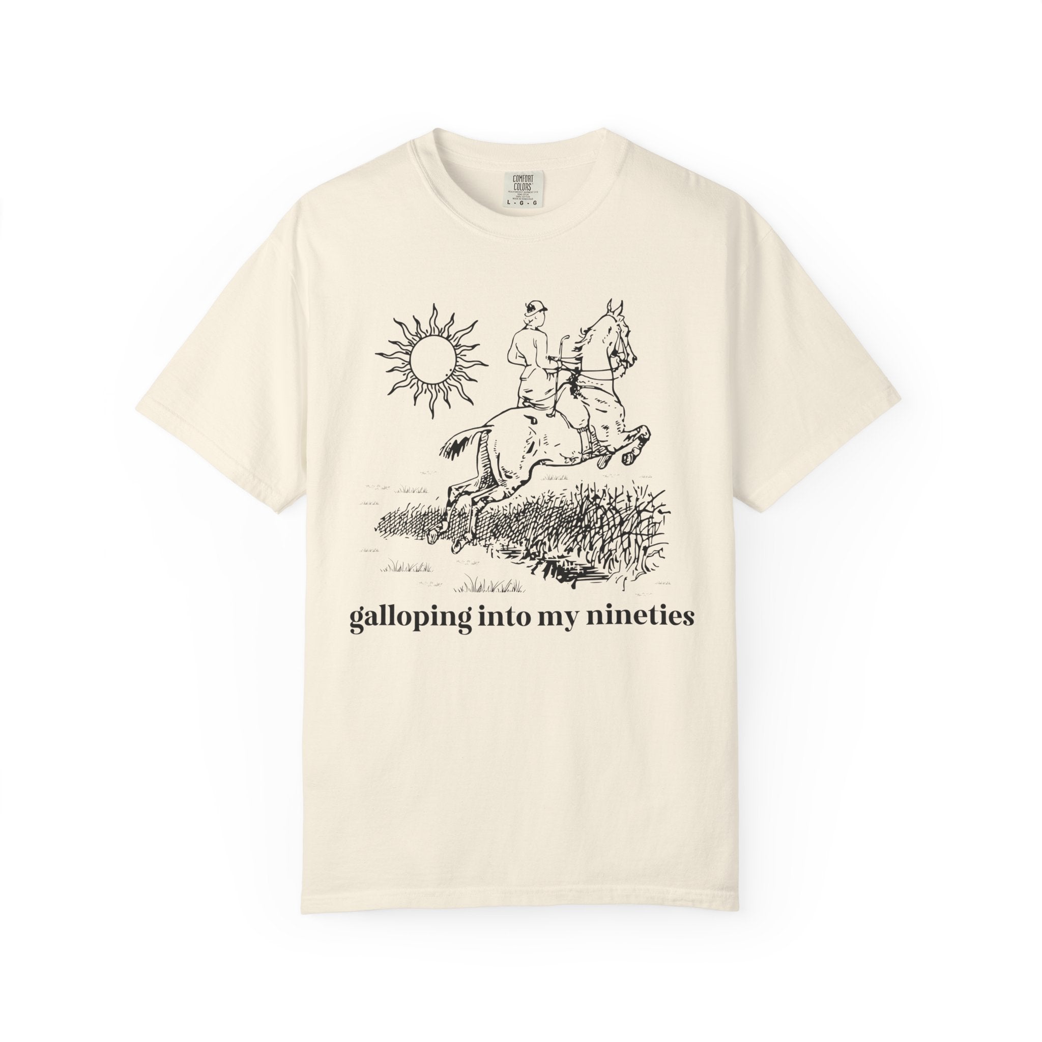 Funny Birthday Tee Shirt for Friend or Family Member Starting a New Decade: Galloping Into My Twenties to Nineties, Silly Horse Lover Tee - Opal and June