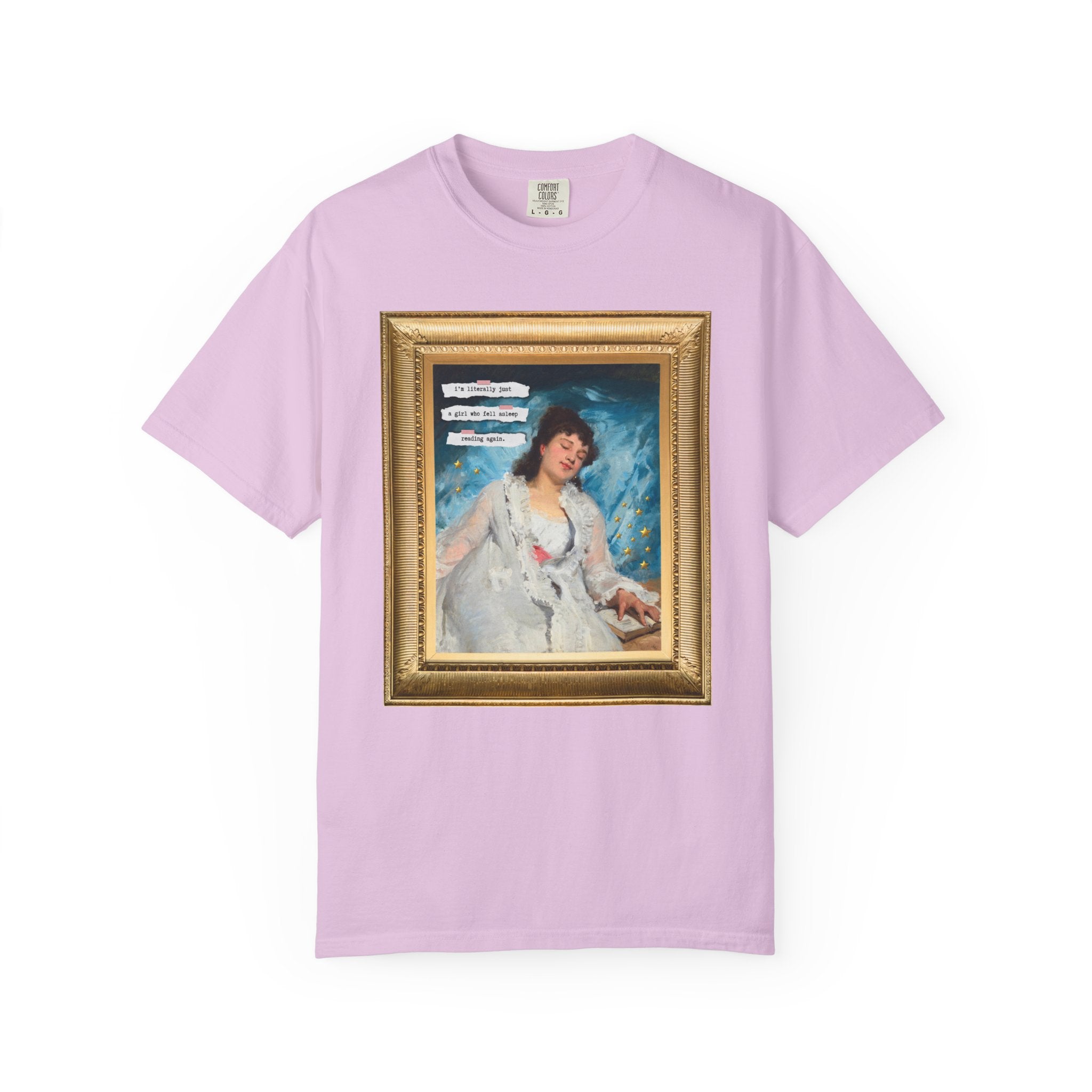 Funny Book Lover Art History Tee Shirt: Literally Just a Girl Who Fell Asleep Reading Again, Funny Saying Bookish Tee Shirt, Romance Reader - Opal and June