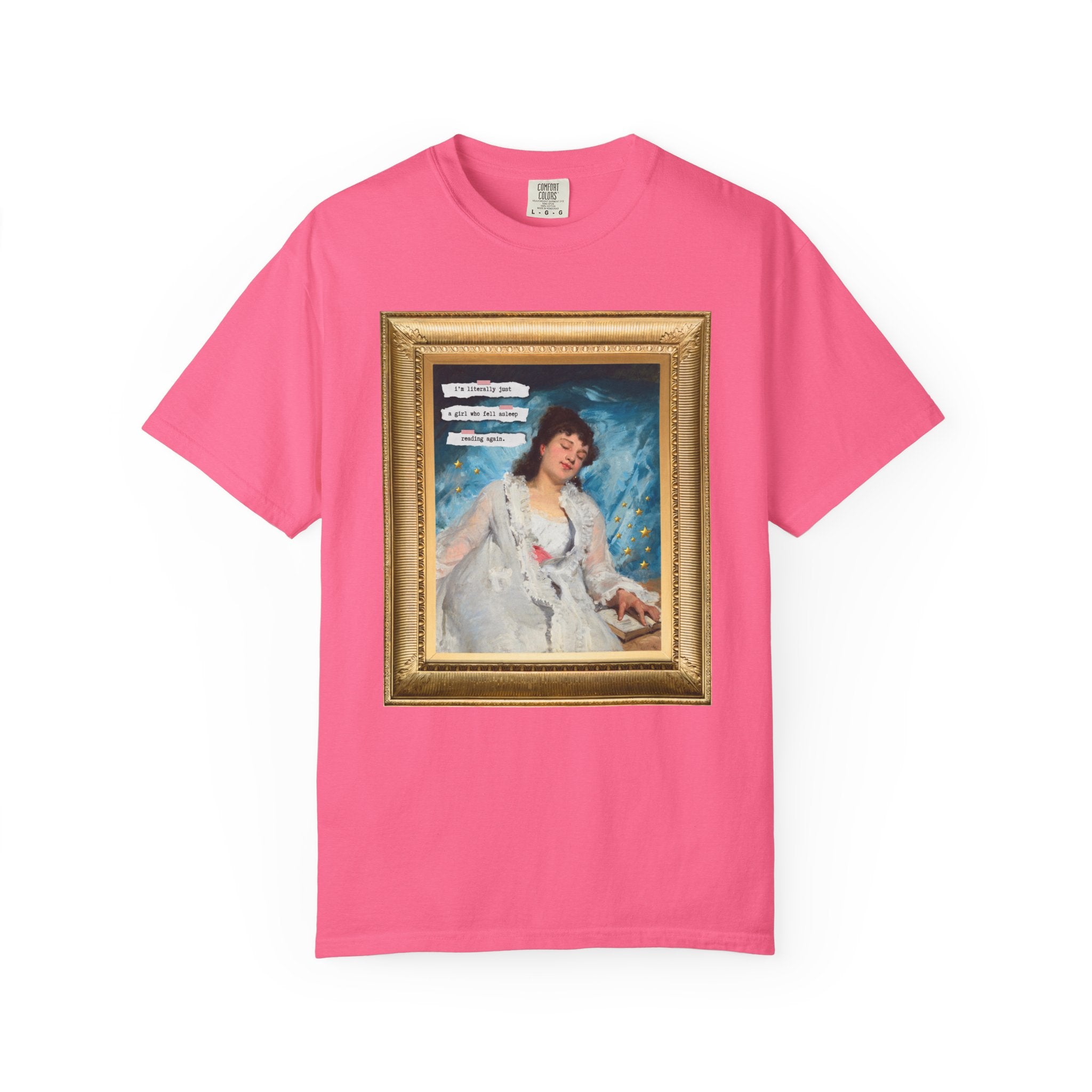 Funny Book Lover Art History Tee Shirt: Literally Just a Girl Who Fell Asleep Reading Again, Funny Saying Bookish Tee Shirt, Romance Reader - Opal and June