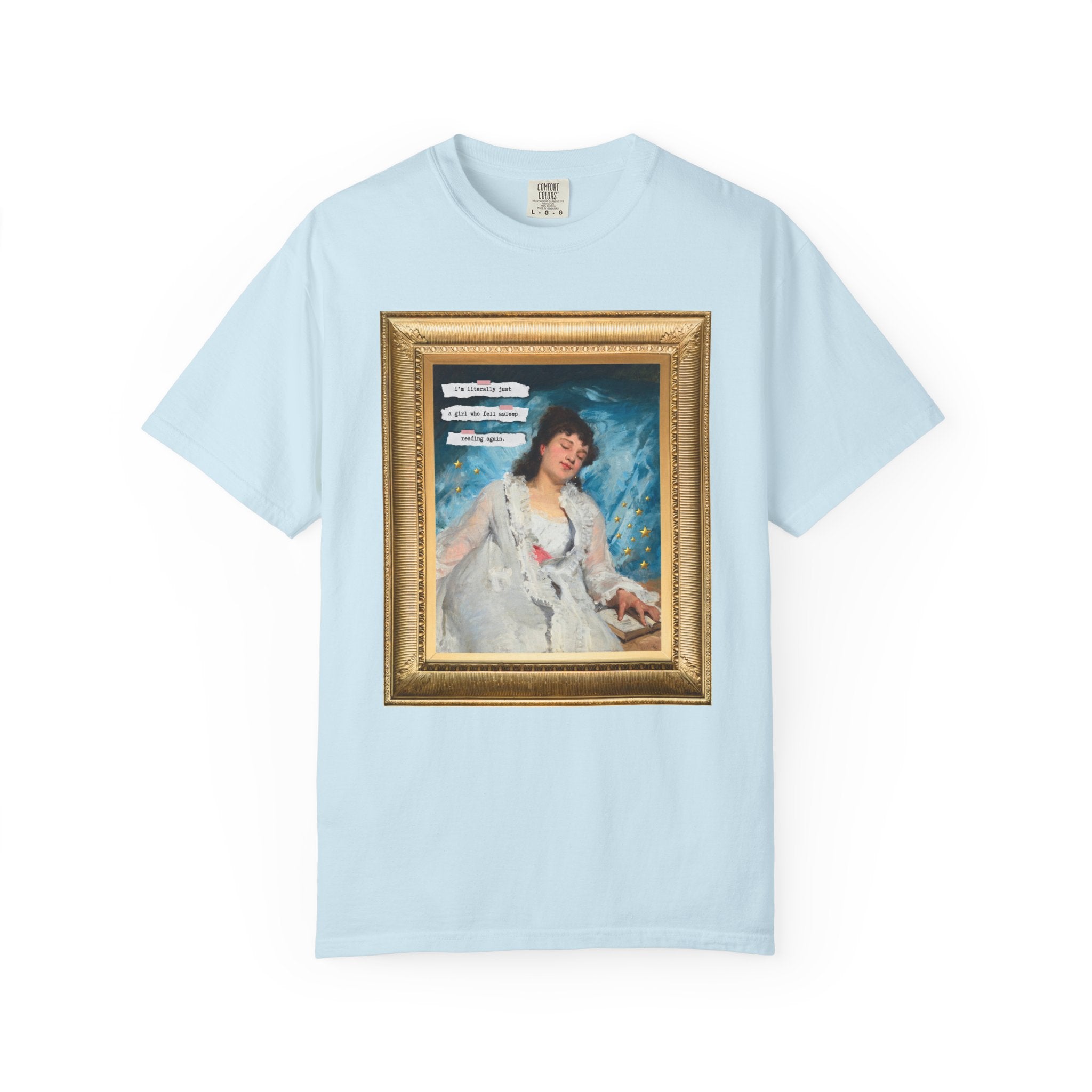 Funny Book Lover Art History Tee Shirt: Literally Just a Girl Who Fell Asleep Reading Again, Funny Saying Bookish Tee Shirt, Romance Reader - Opal and June